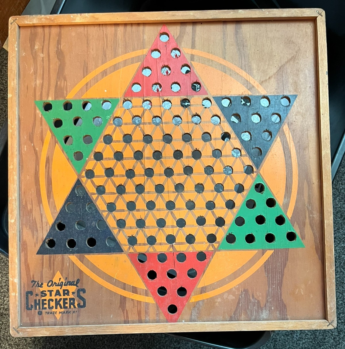 Chinese Checkers The Original Star Checkers Game Board 1938 Vintage Wood