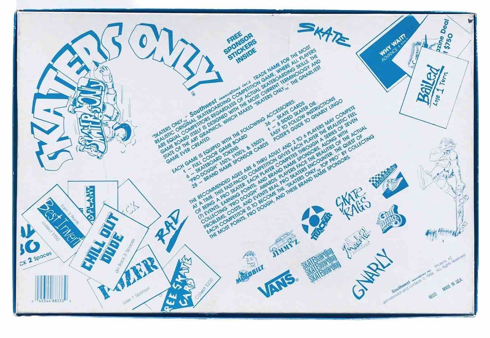 Skaters Only! (1988) RARE Board Game 100% Complete Southwest Innovations INC VGC