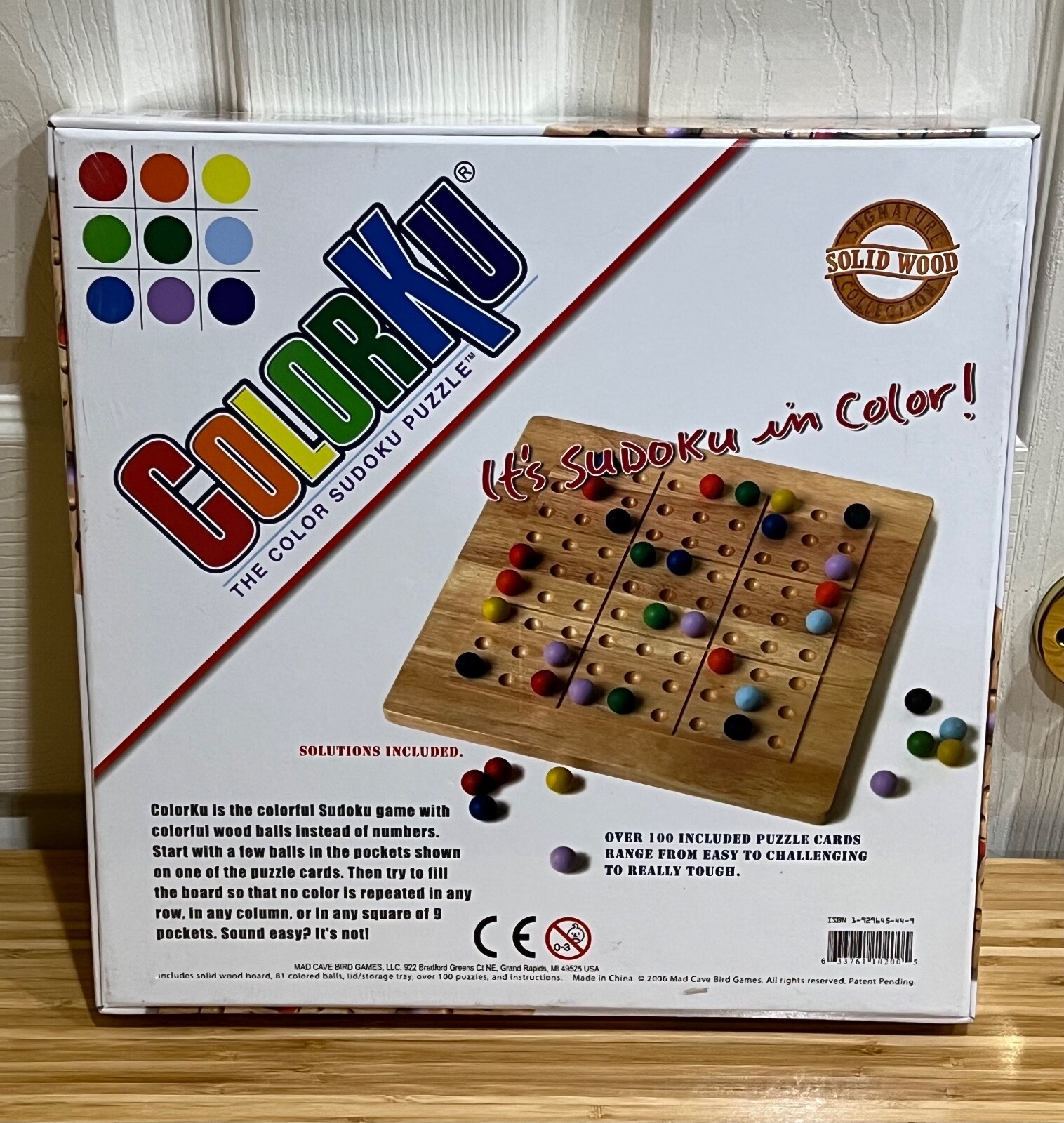 New Sealed ColorKu Game The Color Sudoku Puzzle Solid Wood, Cards & Solutions