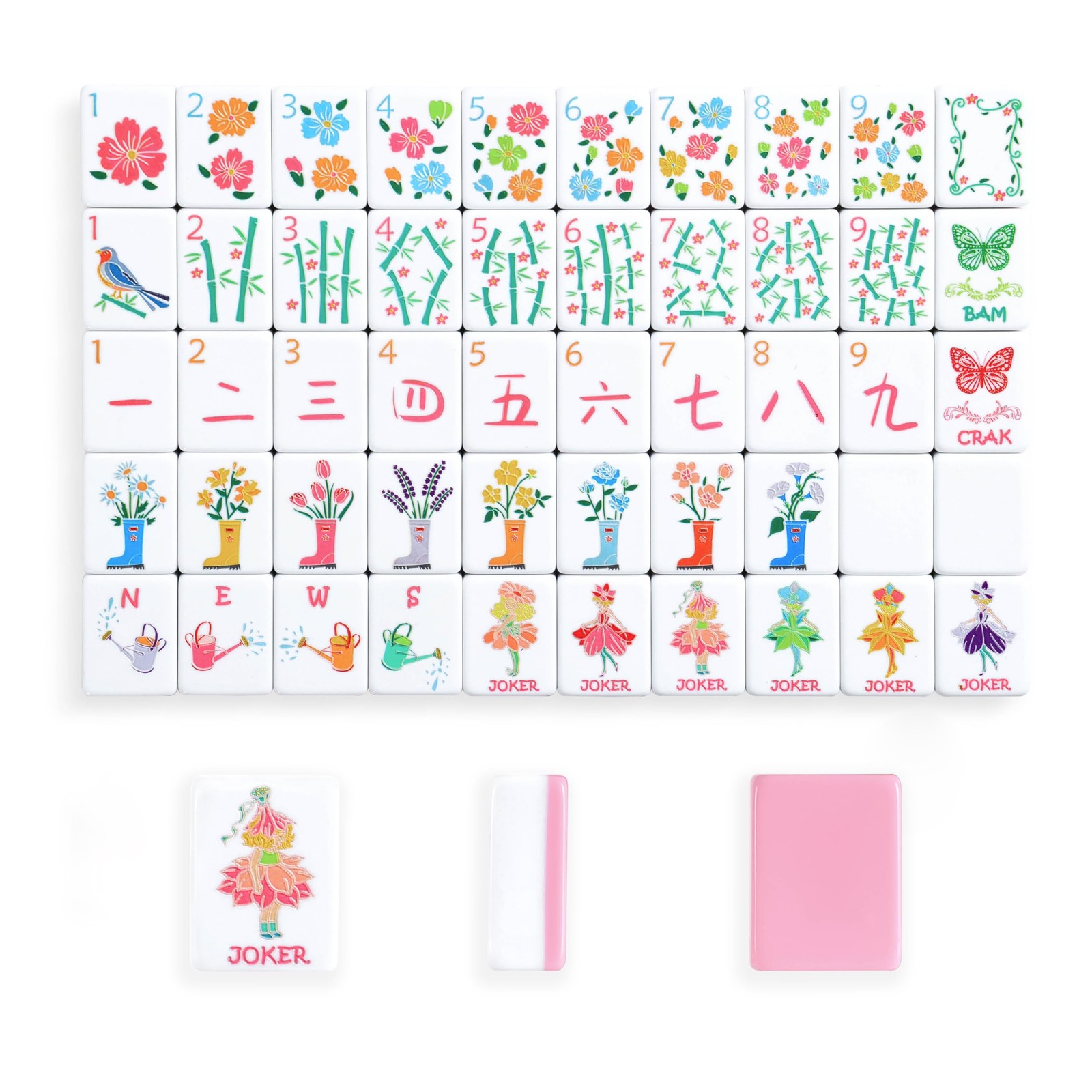 Mahjong Tile Set 160 Pink Melamine Tiles Bag Accessories 2026 American Engraved