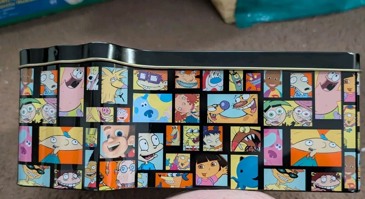 Nickelodeon Trivia Game 2002 Collectable Tin Box SpongeBob Rugrats. Incomplete