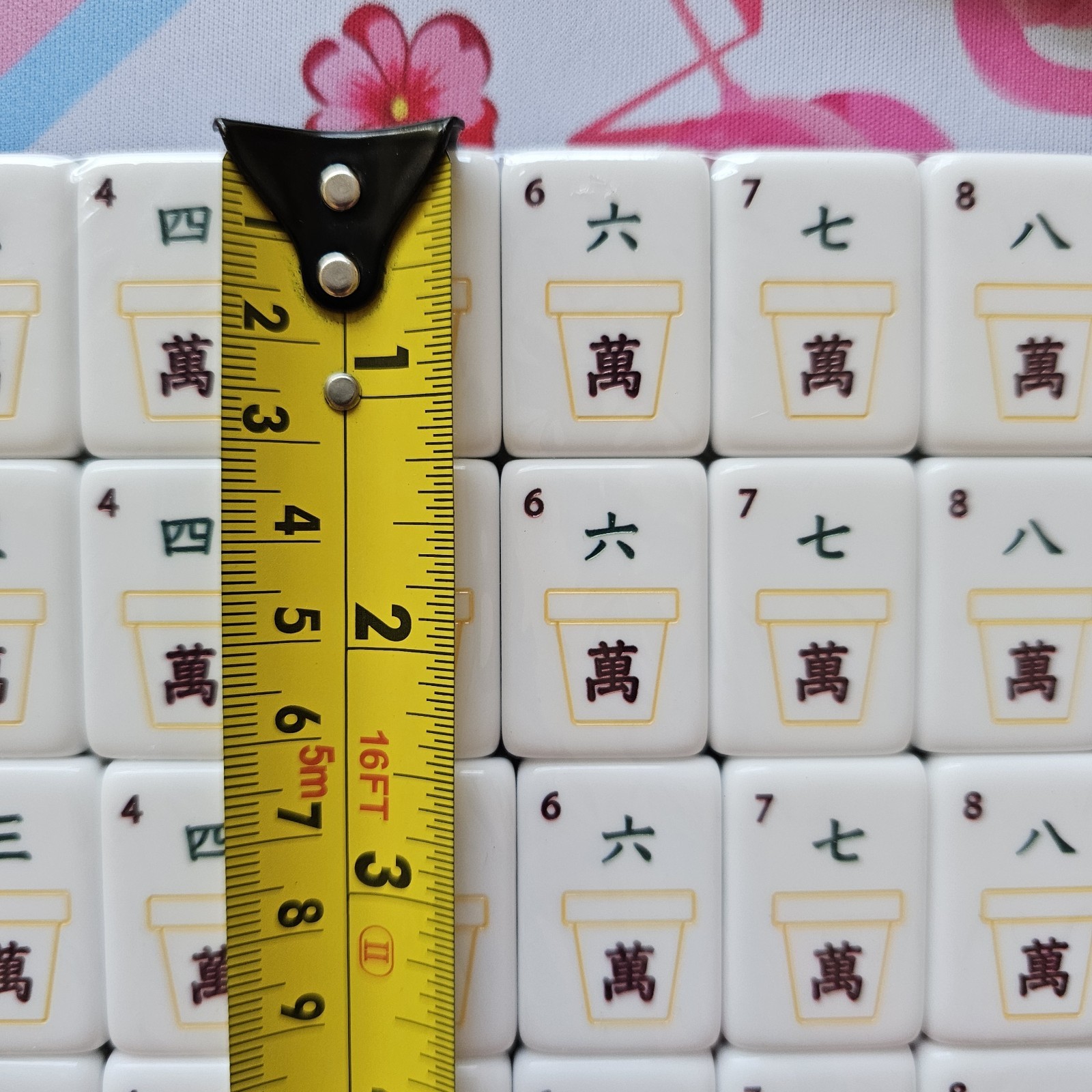 NEW! Unbranded House Plant Green Glass Backed Engraved Mahjong Tiles Set 160