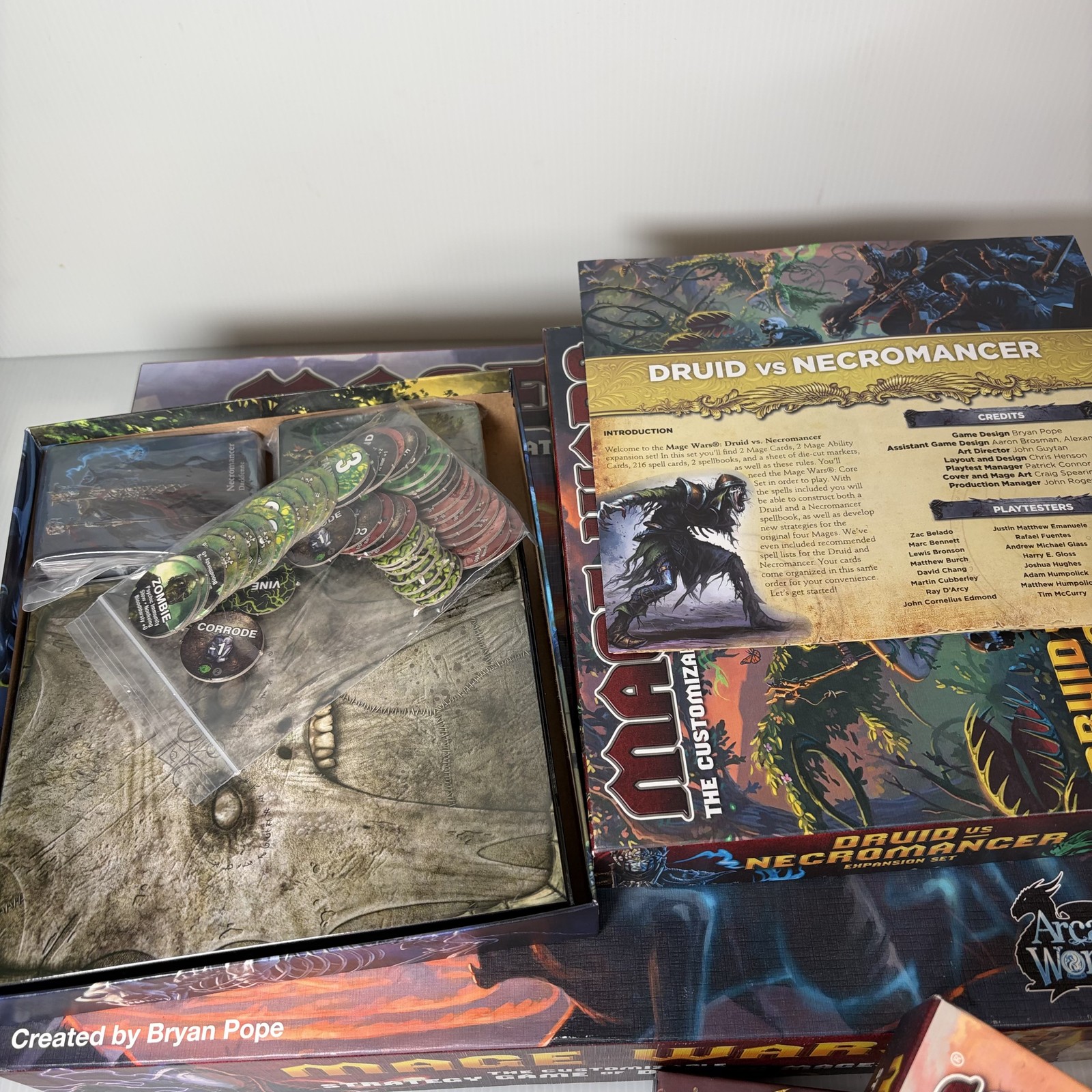 Mage Wars Academy Core Set & Expansions Lot Forged in Fire, Druid vs Necro &More