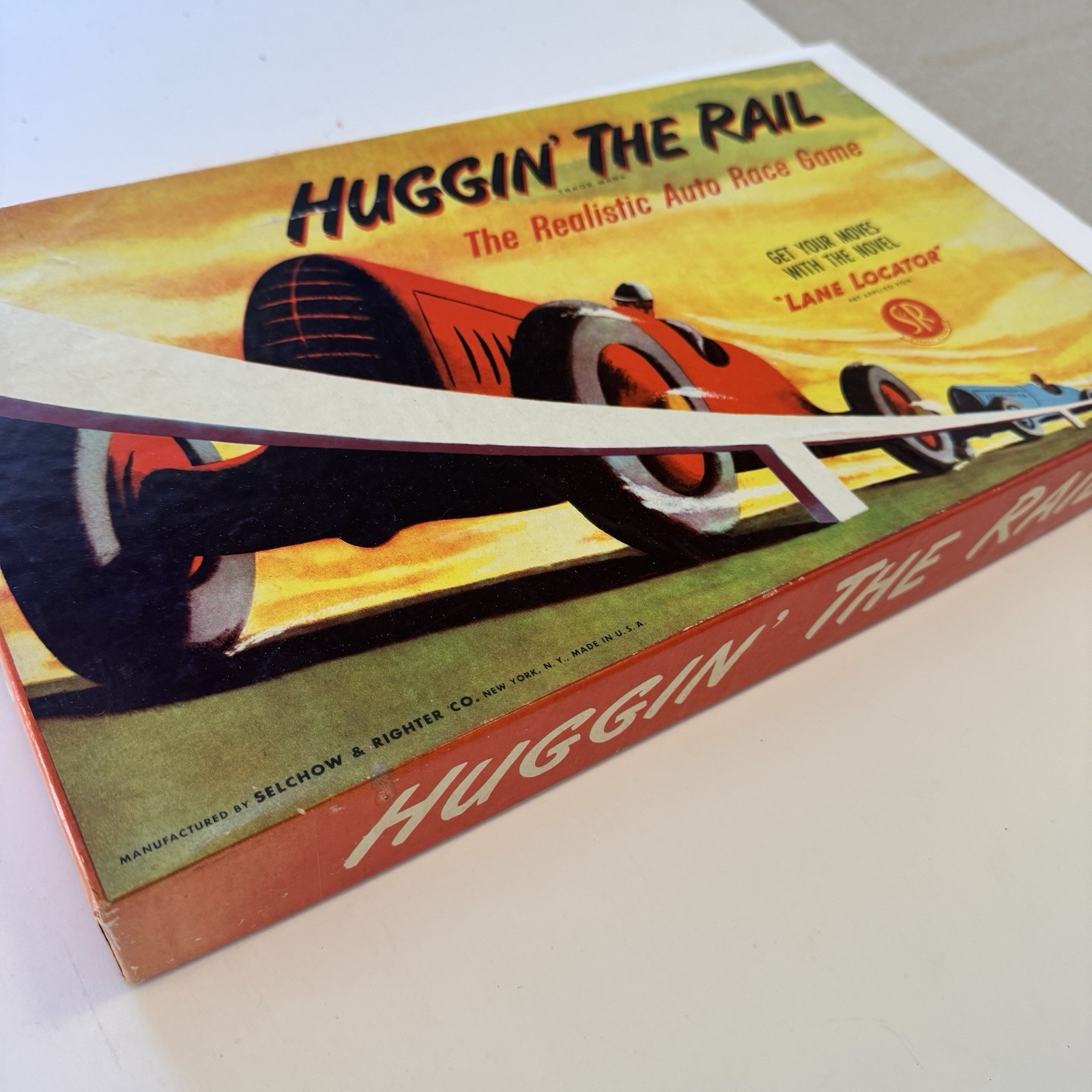 Vintage 1948 Selchow & Righter Huggin The Rail Motoring Auto Race Board Game