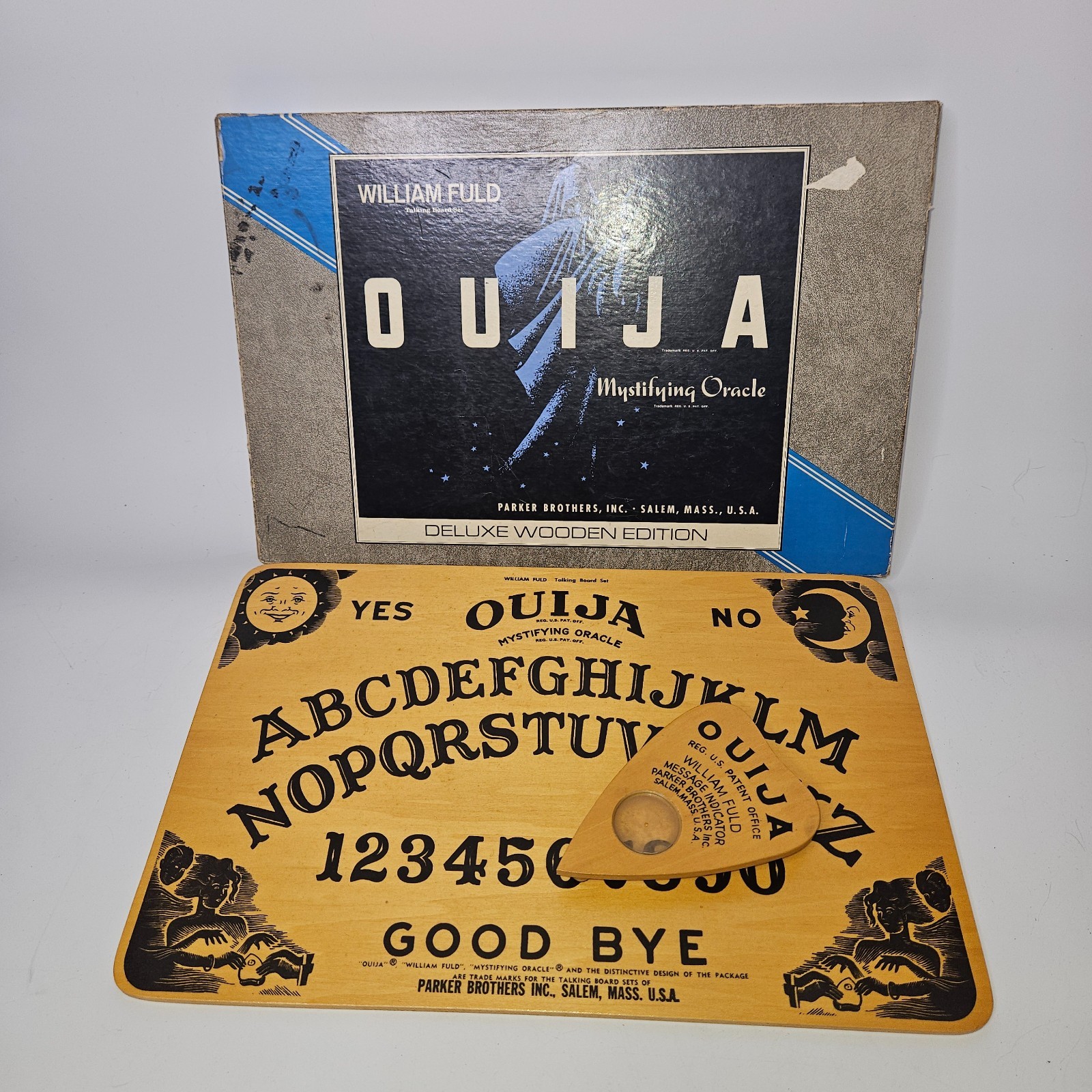 1967 Ouija Board Parker Brothers No.602 William Fuld Wooden Deluxe Edition Rare