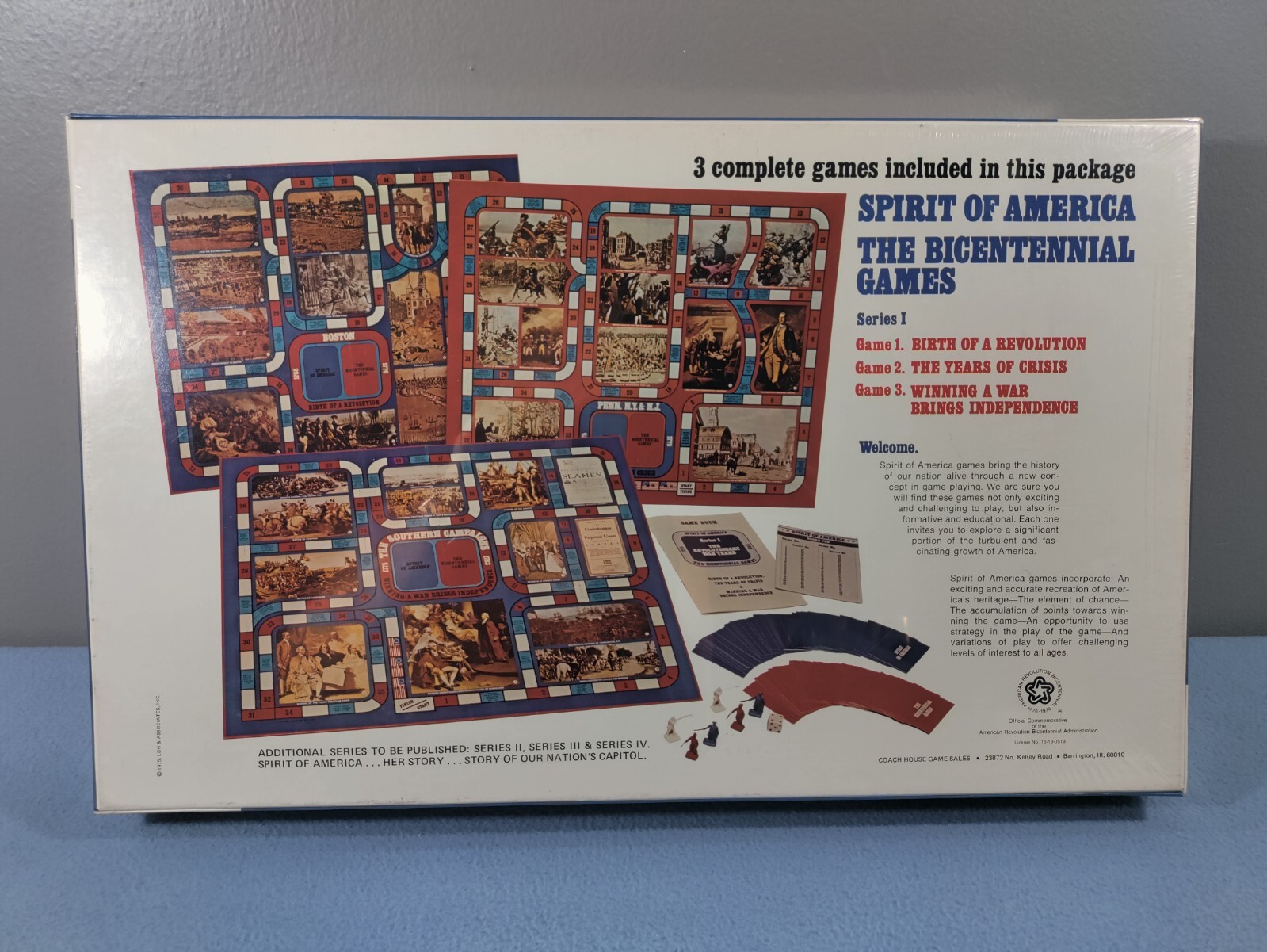 VINTAGE NEW & SEALED 1975 COACH HOUSE THE BICENTENNIAL GAMES 3 BOARD GAMES IN 1