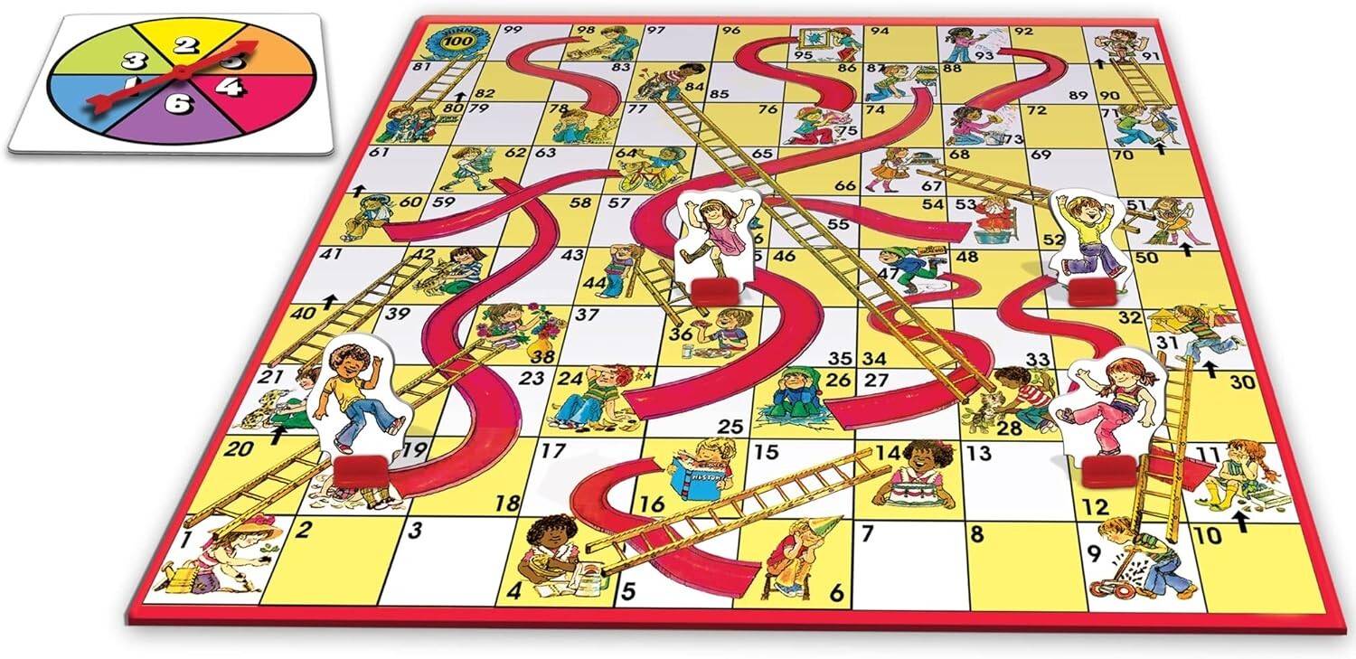 Classic Chutes And Ladders Board Game – Family Game Night Kids 3+ & Adults