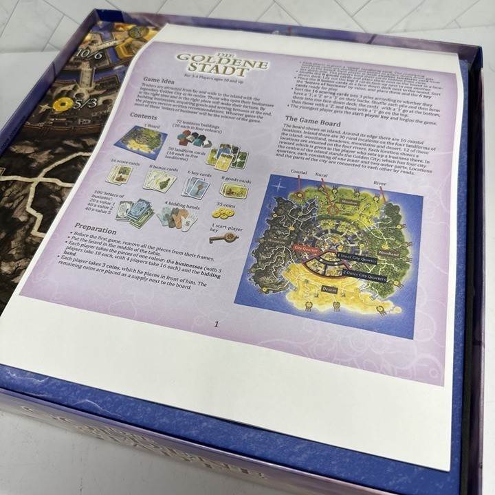 The Golden City Board Game Die Goldene Stadt GERMAN edition w/English Printout