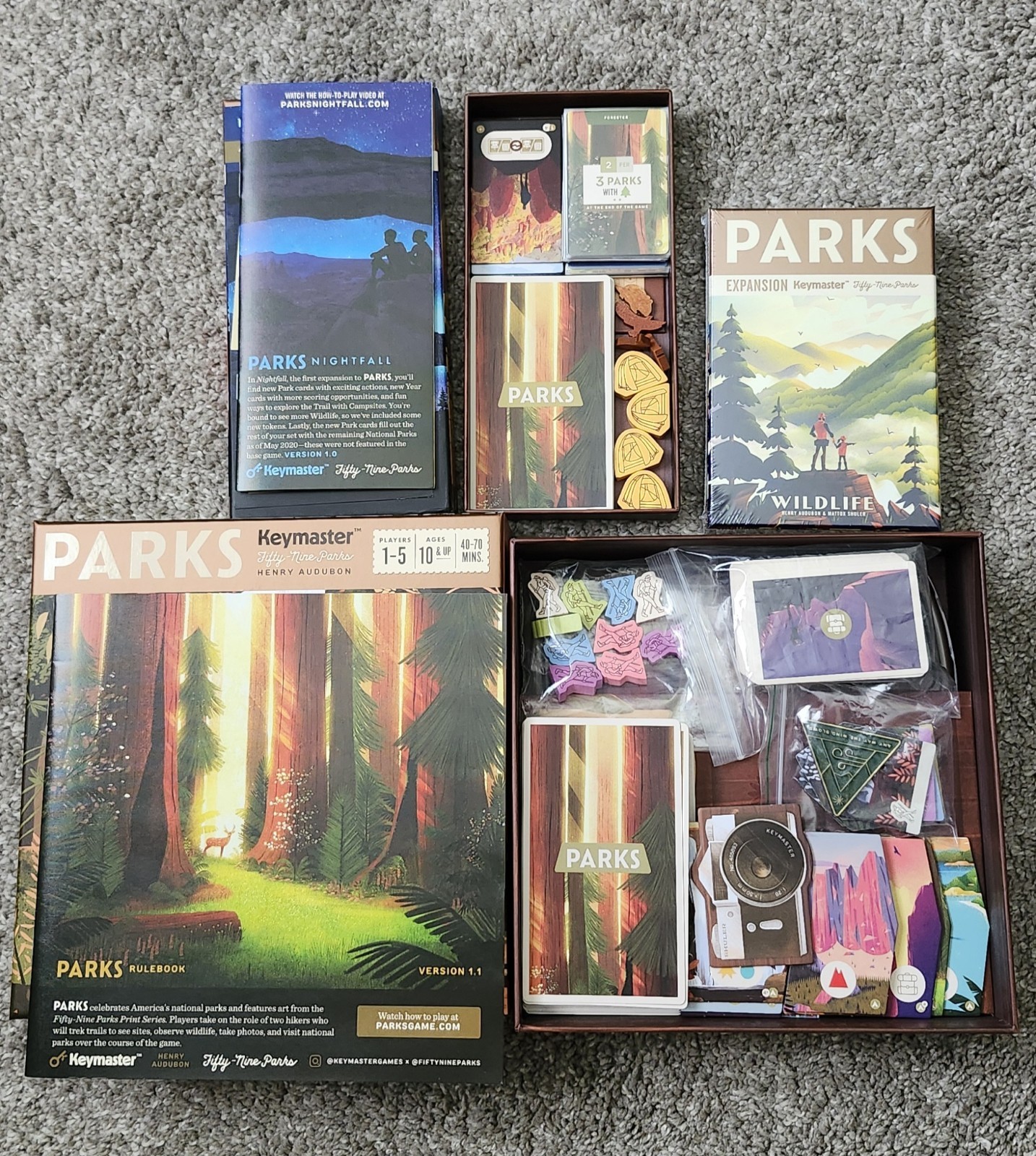 Parks Board Game By Keymaster With Nightfall And Wildlife Expansions