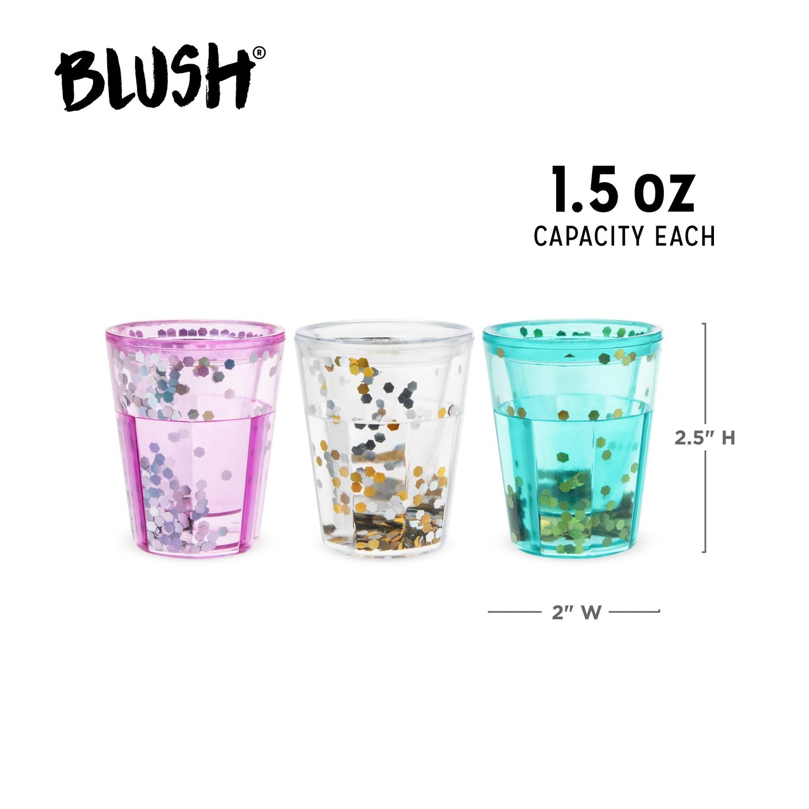 Blush Mermaid Glitter Fun Shot Glasses Set, Shooter Cups for Hosting Birthday…