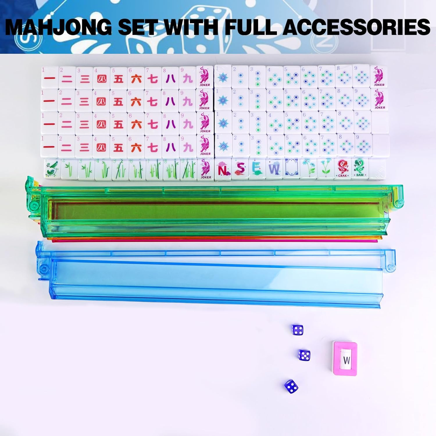 American Mahjong Game Set, Portable Carrying Bag,Acrylic 160 Tiles,Western Mahjo