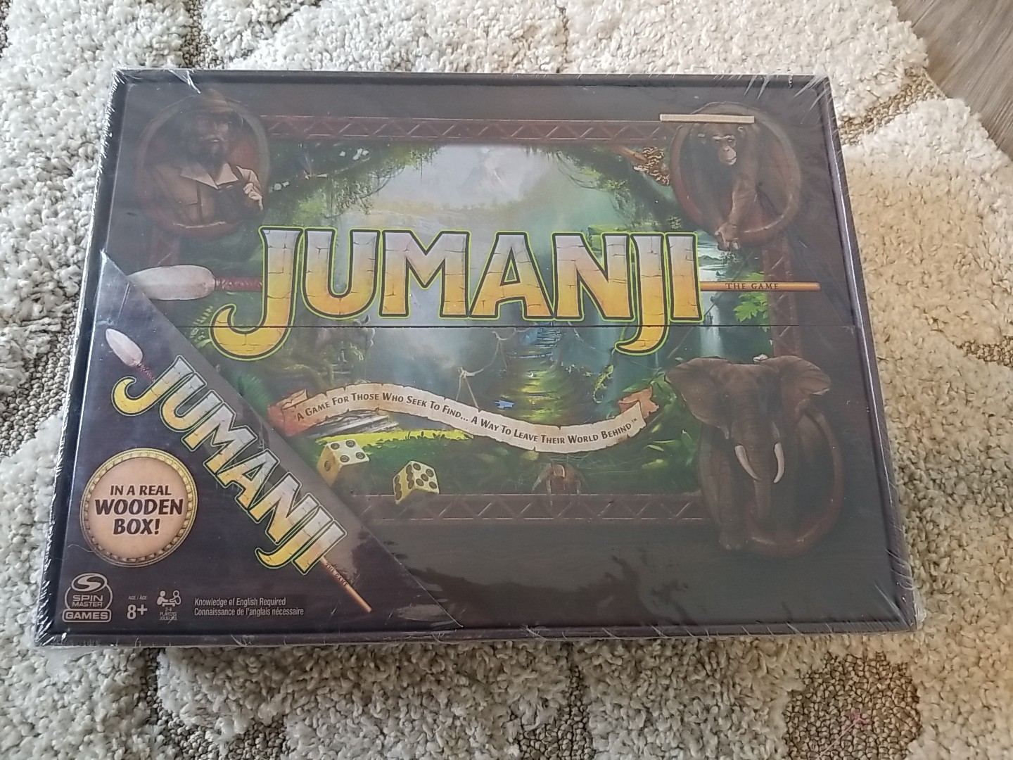 Jumanji Board Game Wooden Box Classic Retro Real Wood Case NEW Sealed