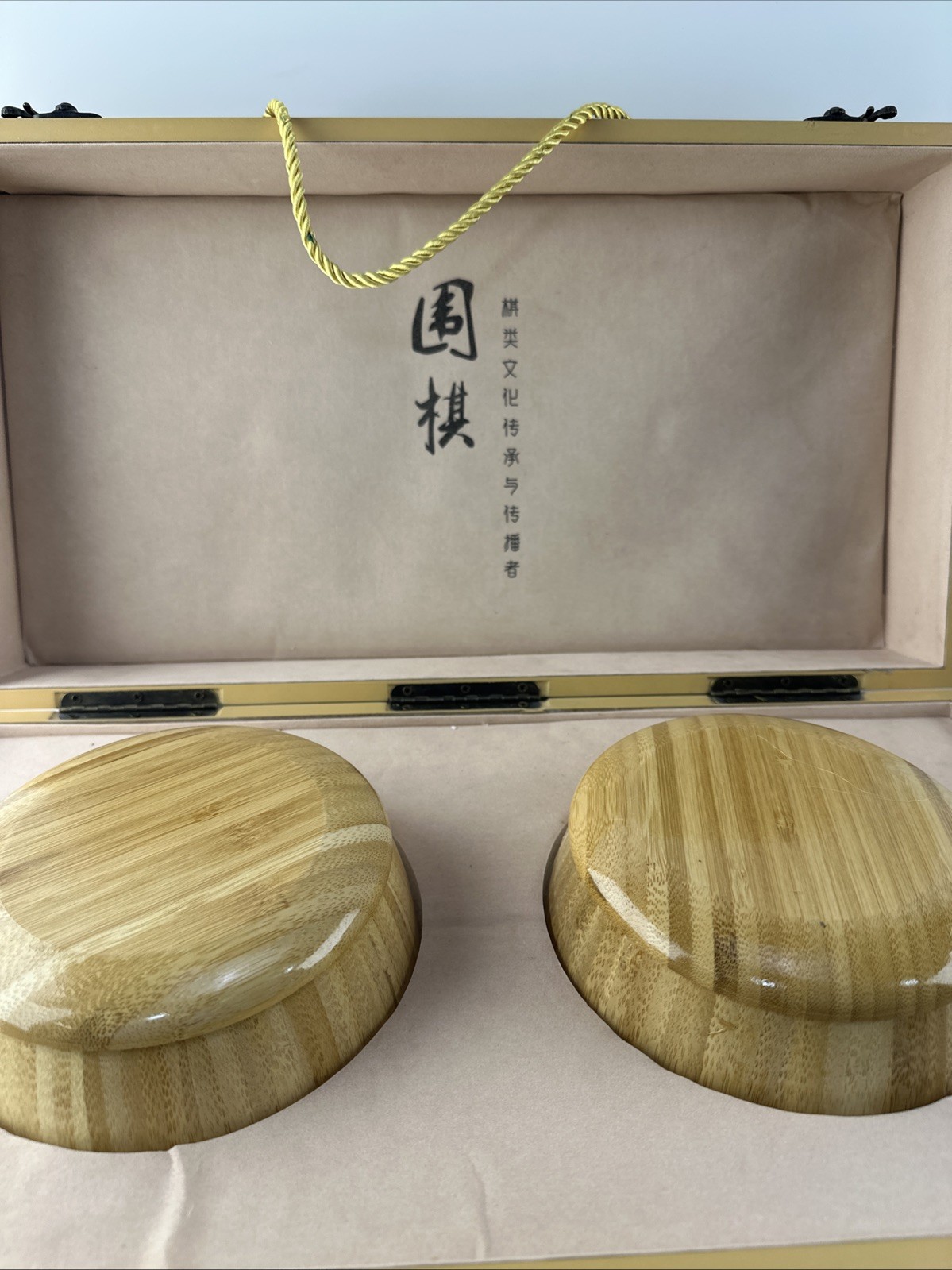 Portable Go Board Game Wood Box & Game Piece Containers