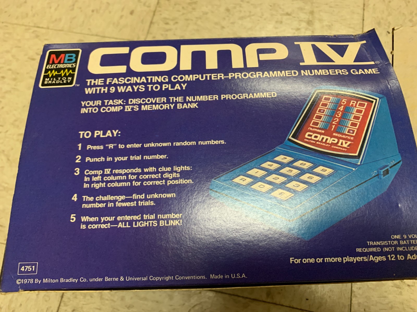 Vintage 1977 Milton Bradley Comp IV – Complete In Box Clean Unfaded WORKS