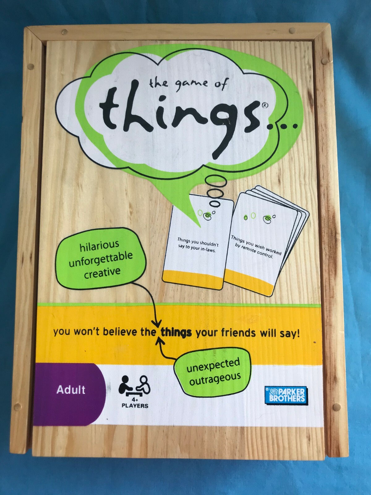 Pre-Owned 14 Years to Adult Full Size Game of Things Card/Board Game in Wood Box