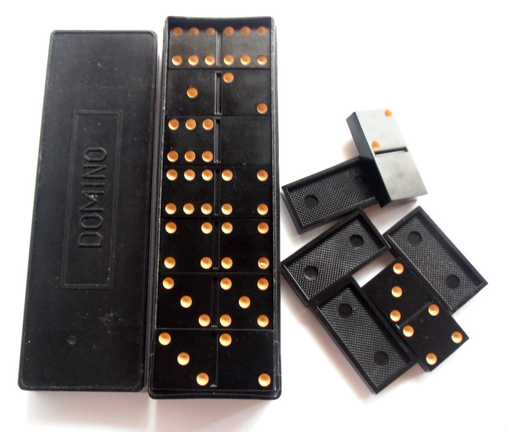 1960s USSR Lithuanian Bakelite DOMINOES in Original Box 16+