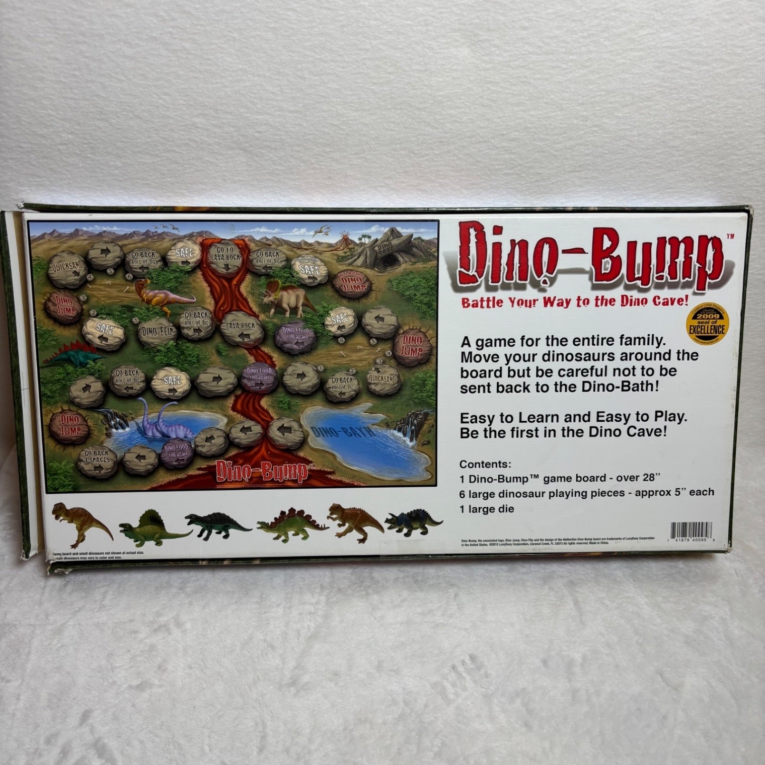 Dino-Bump Board Game Complete 2010 Ages 5 To Adult Family Game Dinosaurs Rare