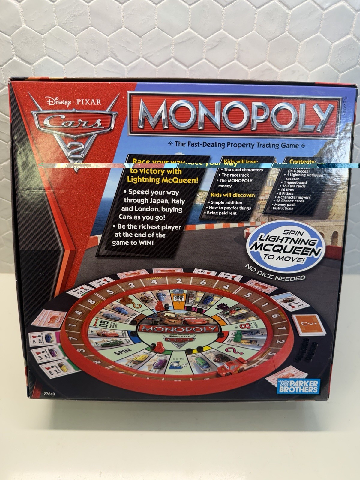 Disney Pixar Cars 2 Monopoly Game Lightning McQueen Racetrack Game COMPLETE