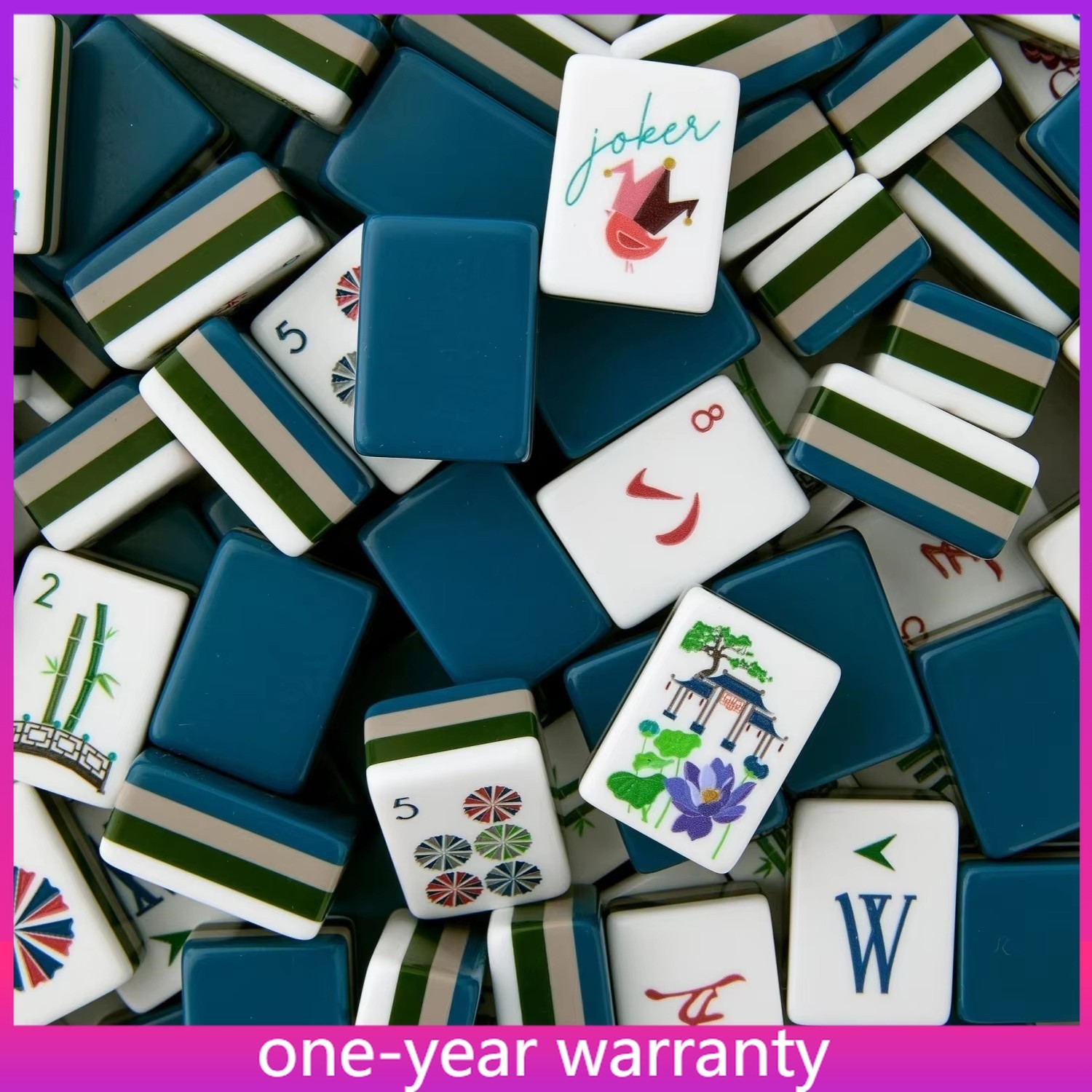 American Mahjong Game Set,160 Deep Blue Layered Mah Jong Tiles#Family#Party#Gift