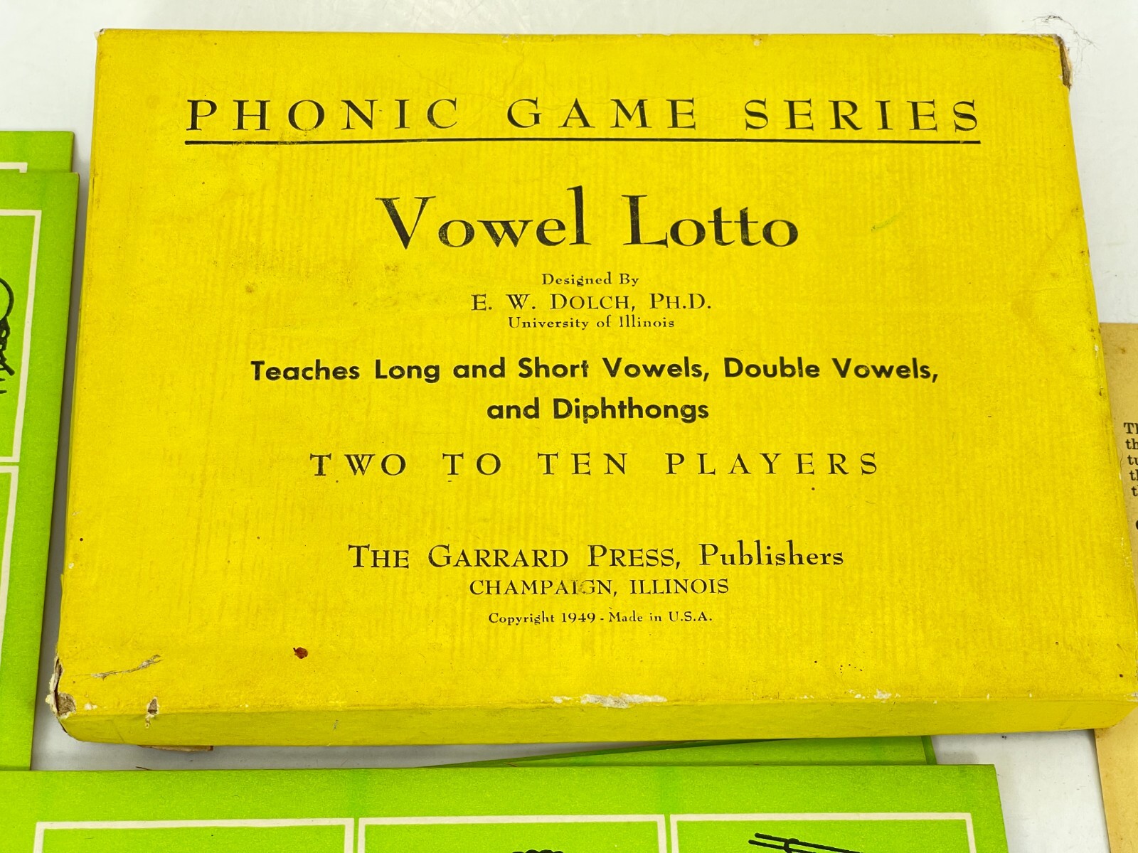 Vintage 1947 Vowel Lotto Phonic Game Garrad Vowels Children English Language