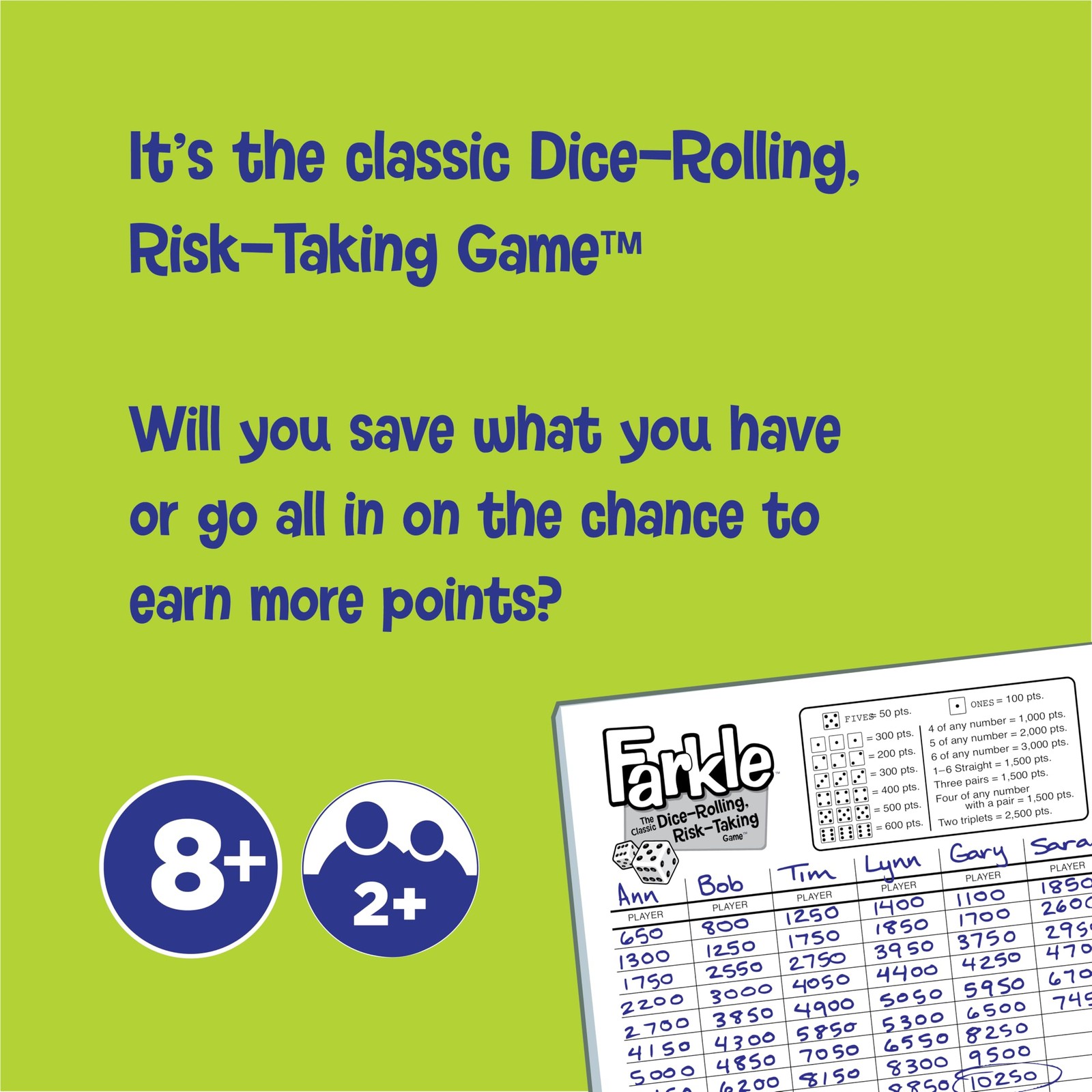 Farkle Classic Dice Game – Kids, Family Games, Travel Game, 1 Pack, Multi