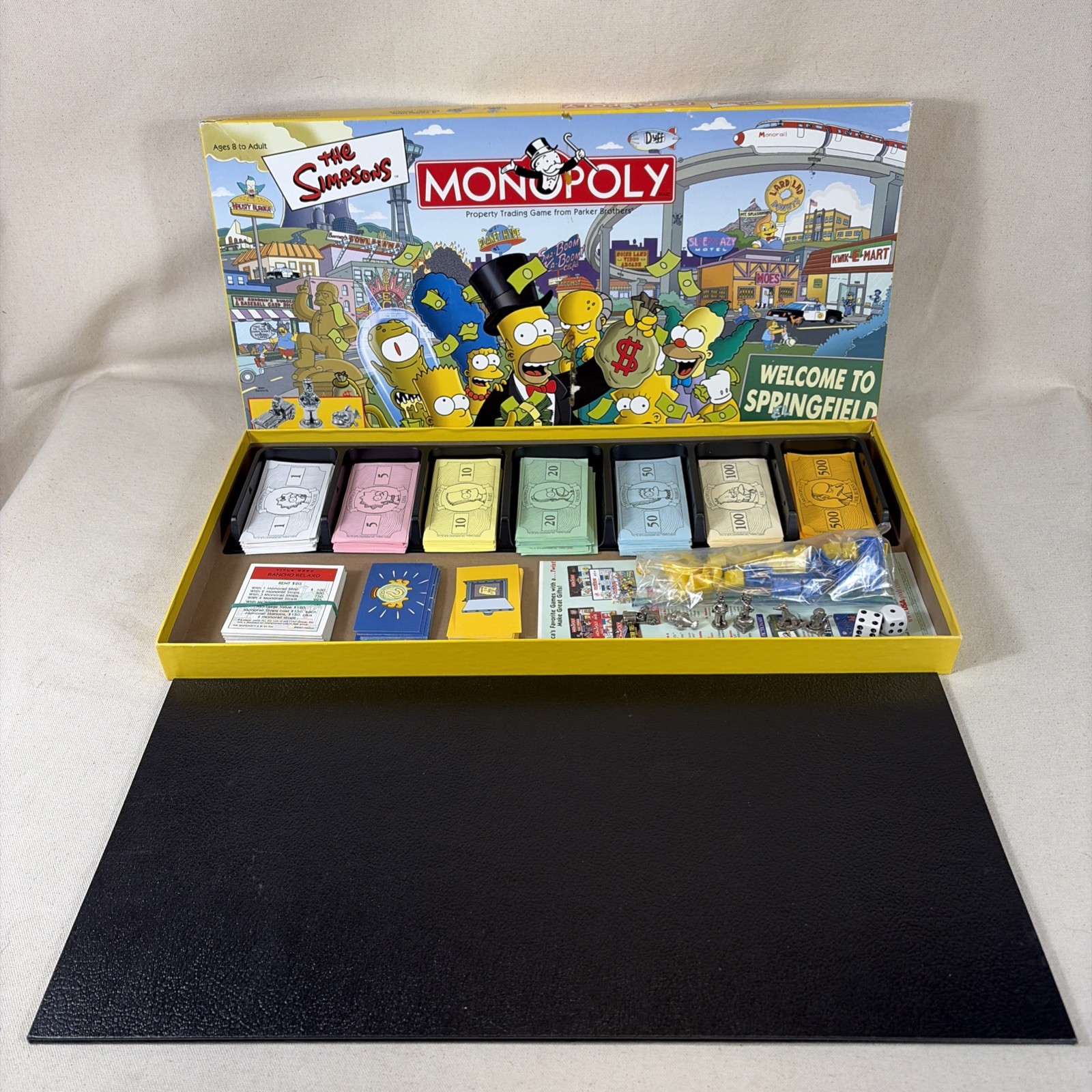 The Simpsons Monopoly Board Game Welcome to Springfield 2001 Hasbro Complete