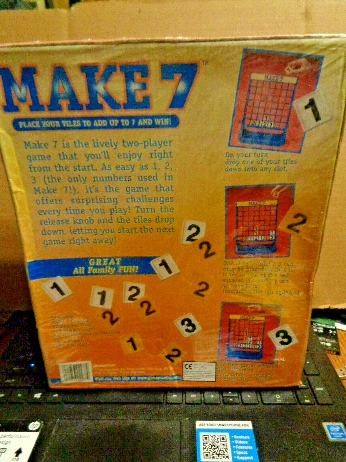 Pressman Make 7 Board Game For 2 Players 7 and Up Think Ahead Number Game NEW