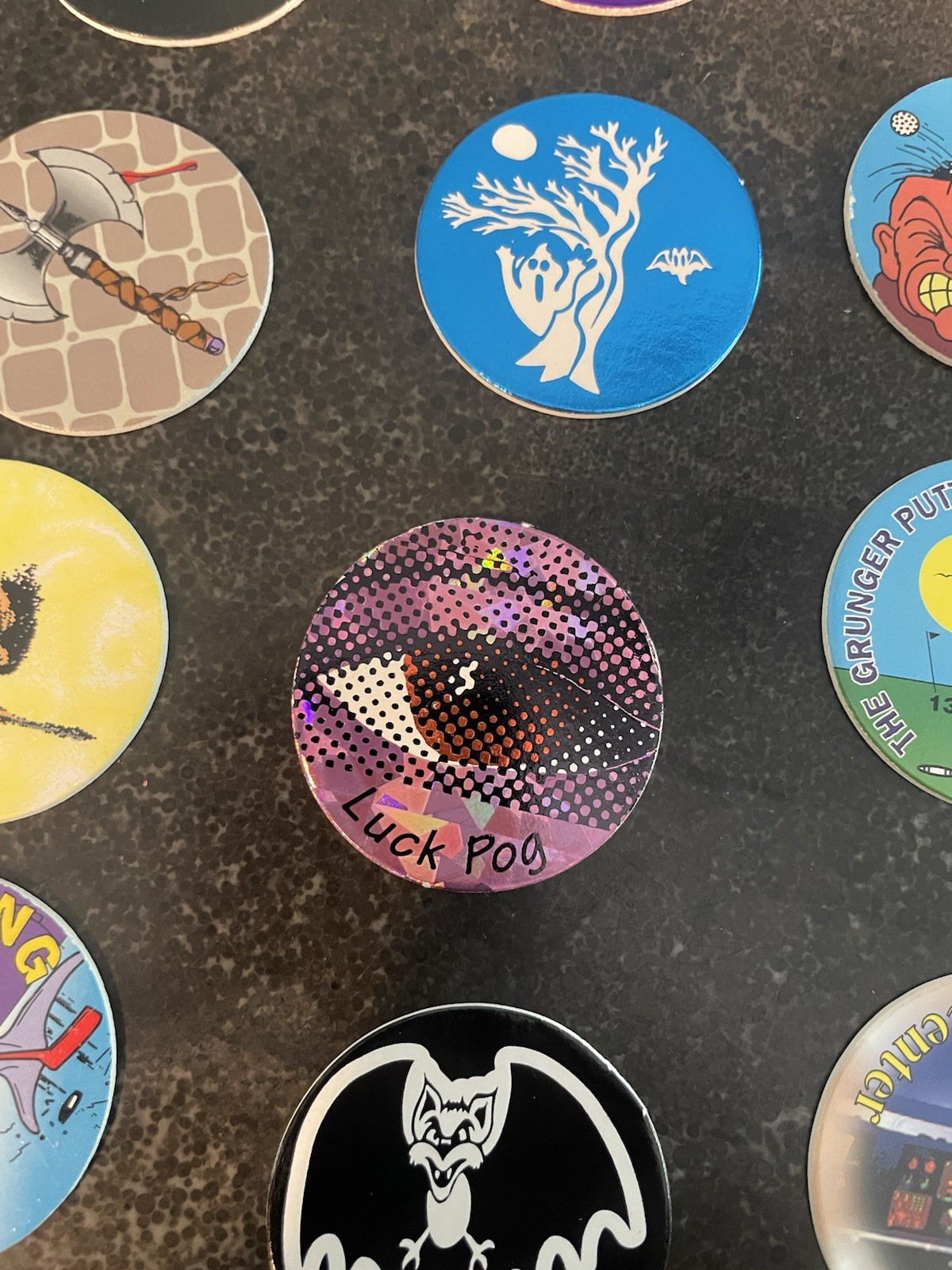 Pogs Lot of 100 Original POGs With Tube Carrying Case Vintage 1990’s