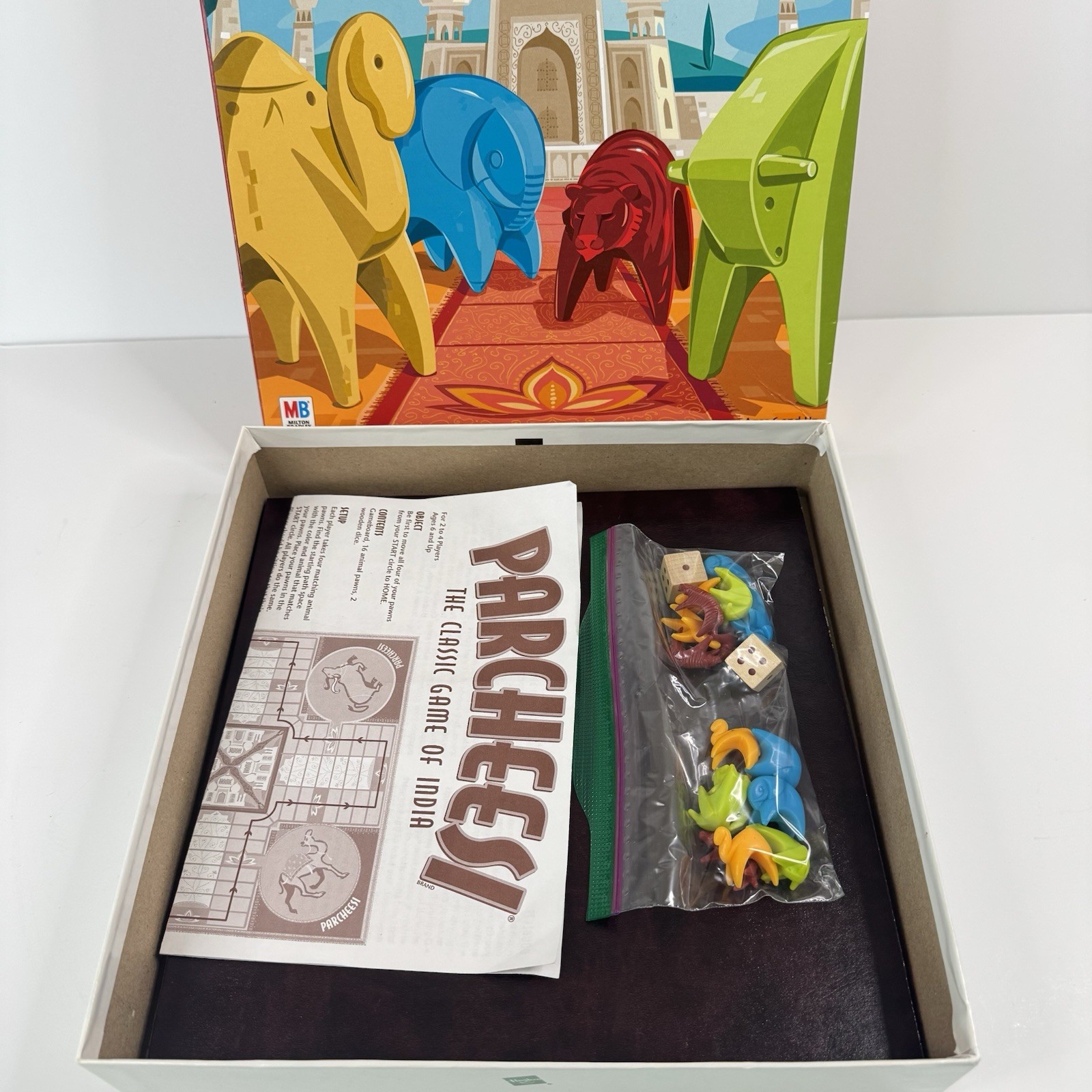 Parcheesi Board Game Milton Bradley Classic Game of India 2001 Vintage