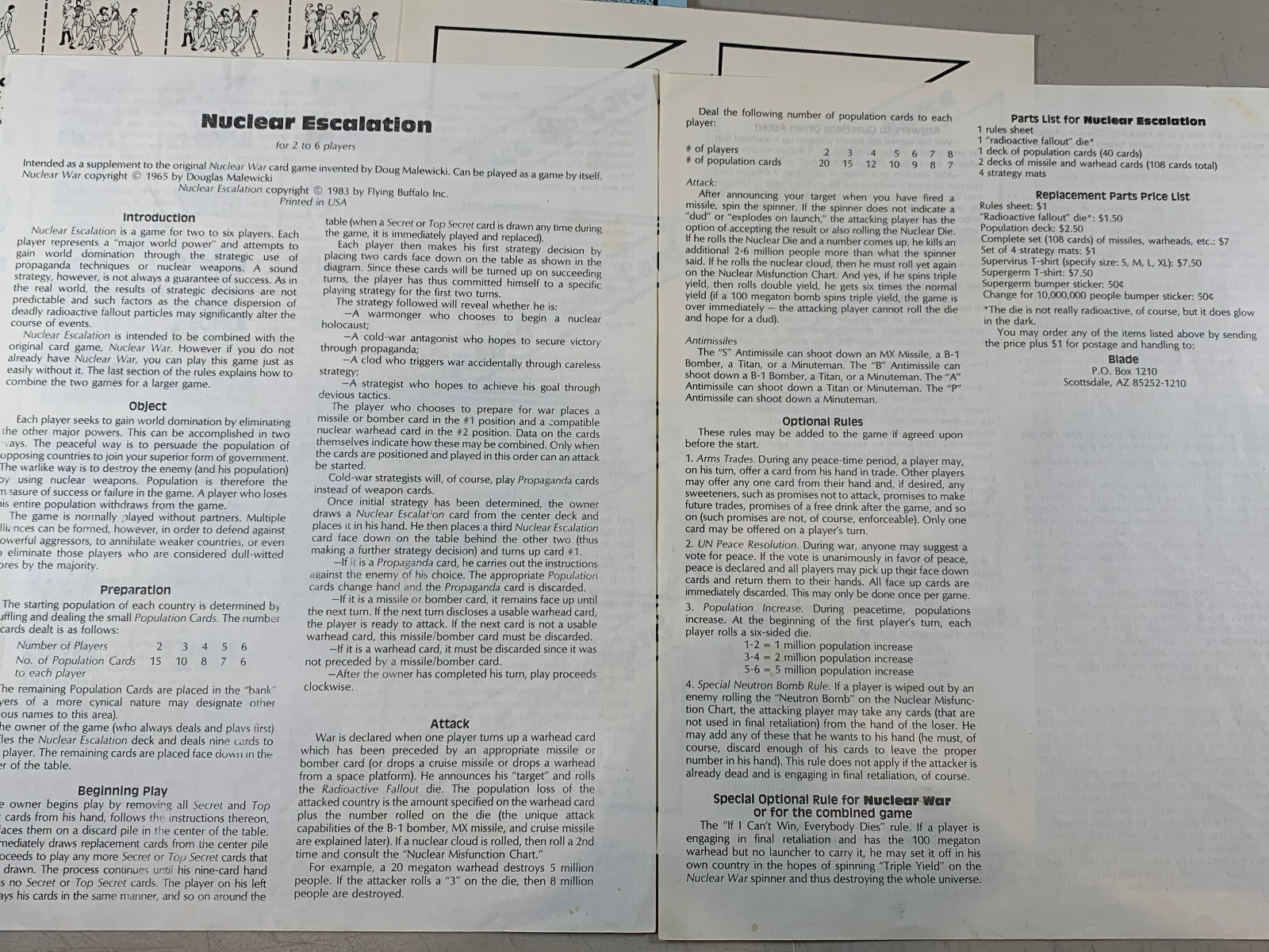 READ! 1992 Flying Buffalo #6004 Nuclear Proliferation + War & Escalation? Game