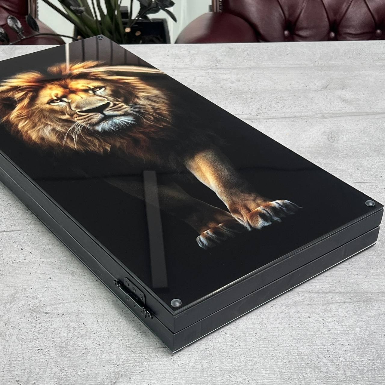 Luxury Glass Backgammon Board Carved Ash Wood Custom Design Milestone Gift Him