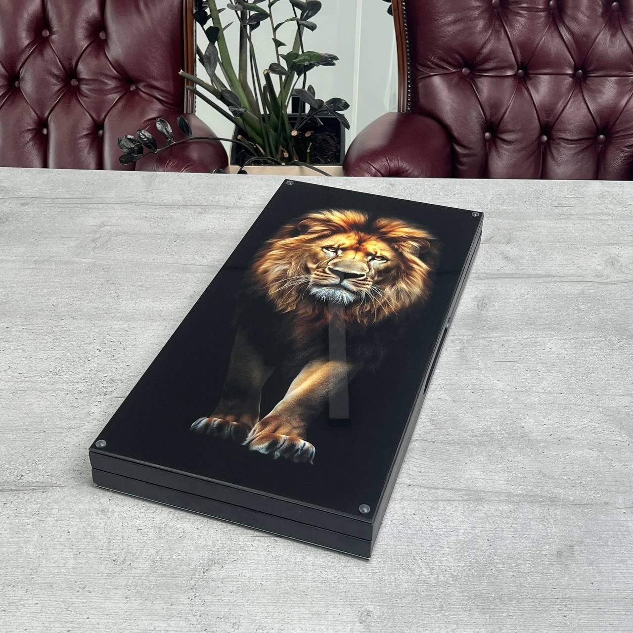 Luxury Glass Backgammon Board Carved Ash Wood Custom Design Milestone Gift Him