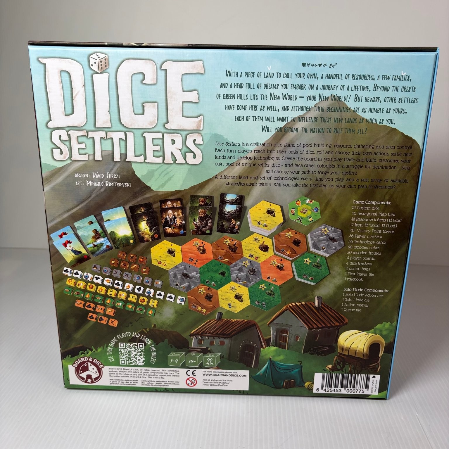 Dice Settlers Board & Dice Board Game 1-4 Players Ages 14+ Dice Resource Mgmt