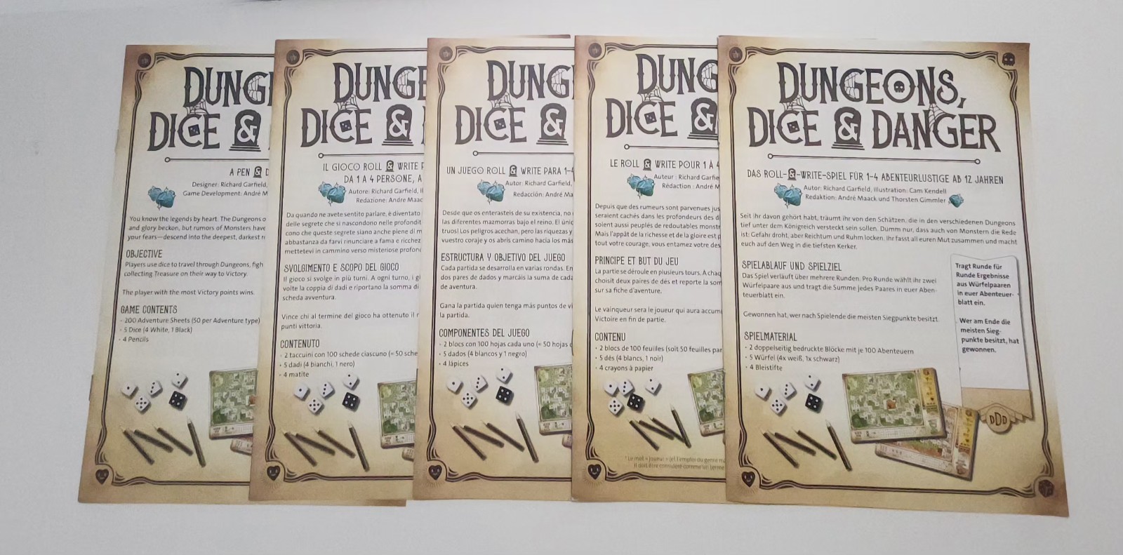 Dungeons Dice & Danger Roll & Write Strategy Game Ravensburger Ages 12 & up