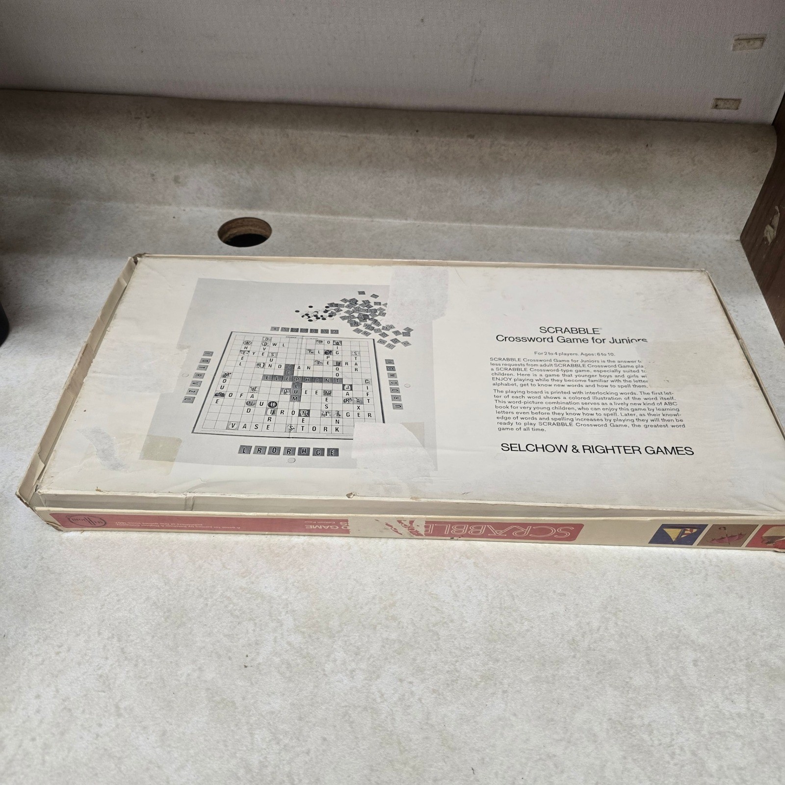 Vtg 1974 Scrabble Crossword Game for Juniors Selchow & Righter No 18 Edition 4