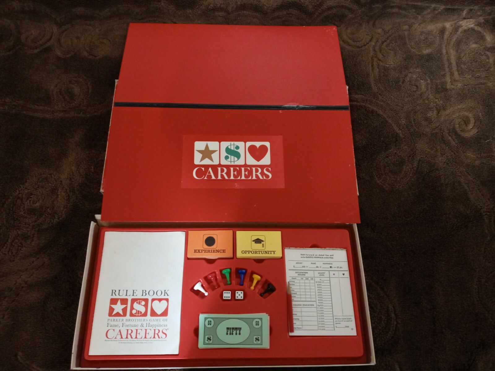 1965 Parker Brothers CAREERS Family Board Game of Fame, Fortune & Happiness CR7A