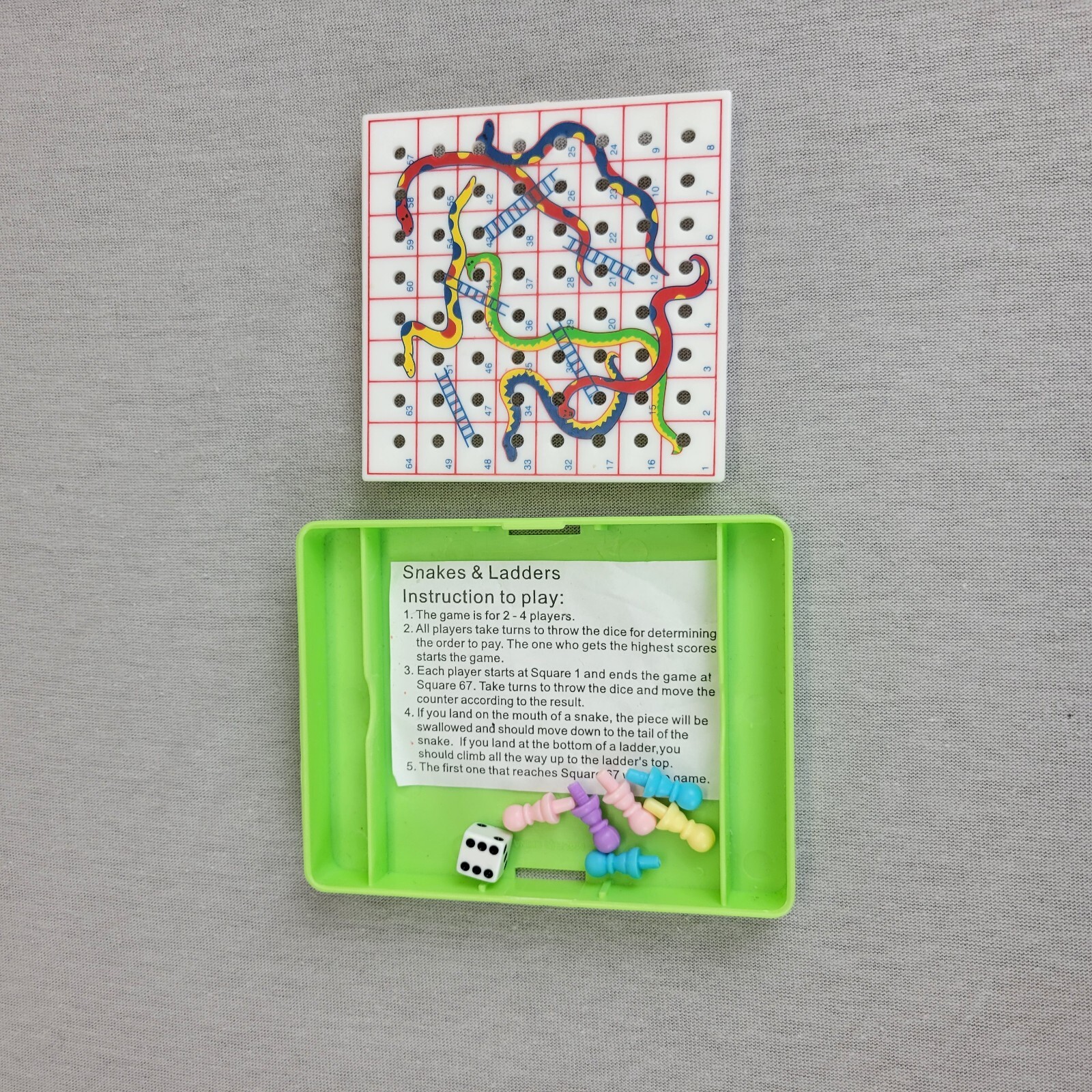 Snakes and Ladders Game Handheld Travel Roadtrip Vintage