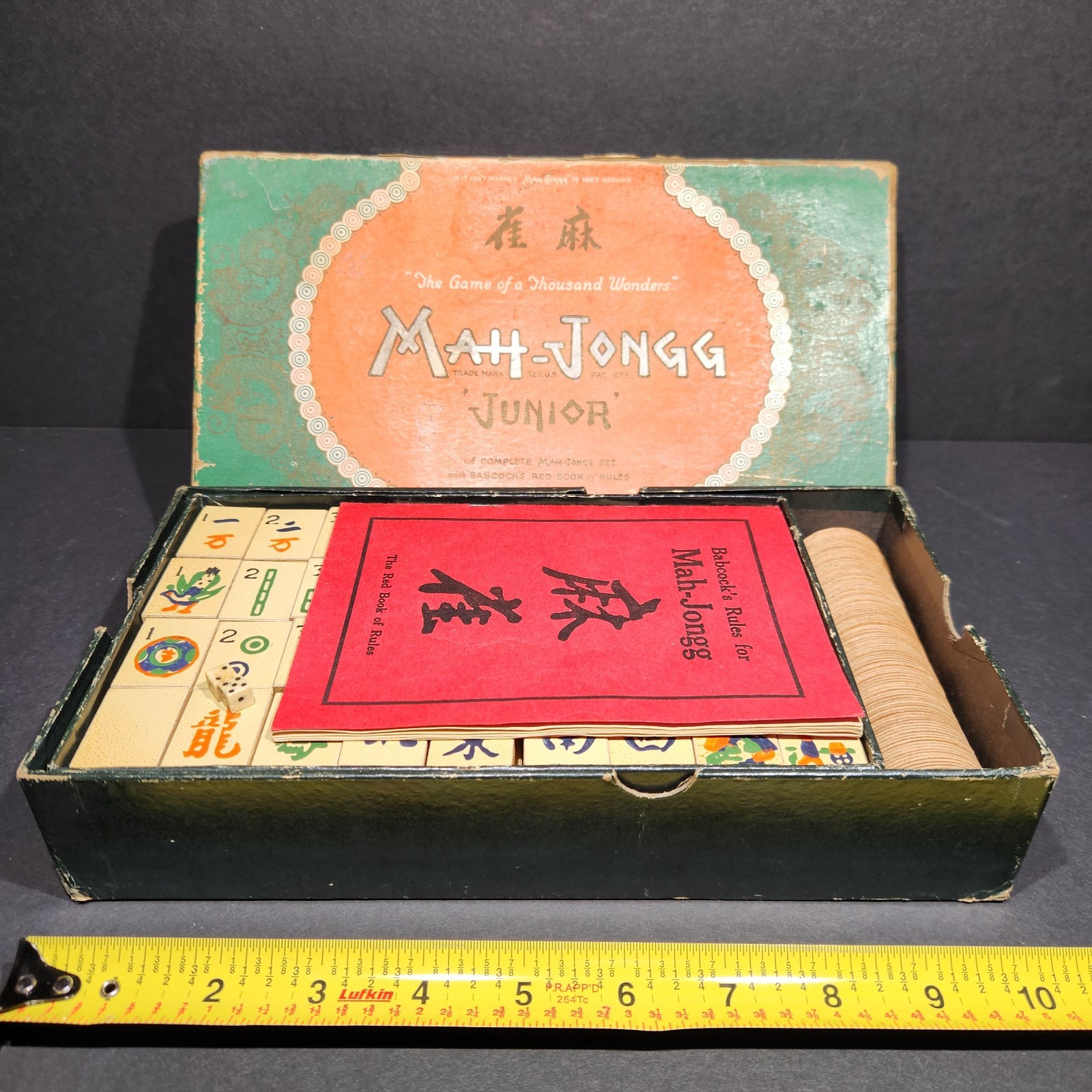 Mah-Jongg Junior Boxed Game with Instructions Tiny Dice All Tiles 1923