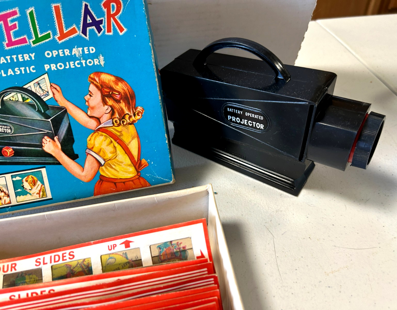 Vintage 1960s Stellar Battery Operated Toy Projector Slides No 8106 Hong Kong