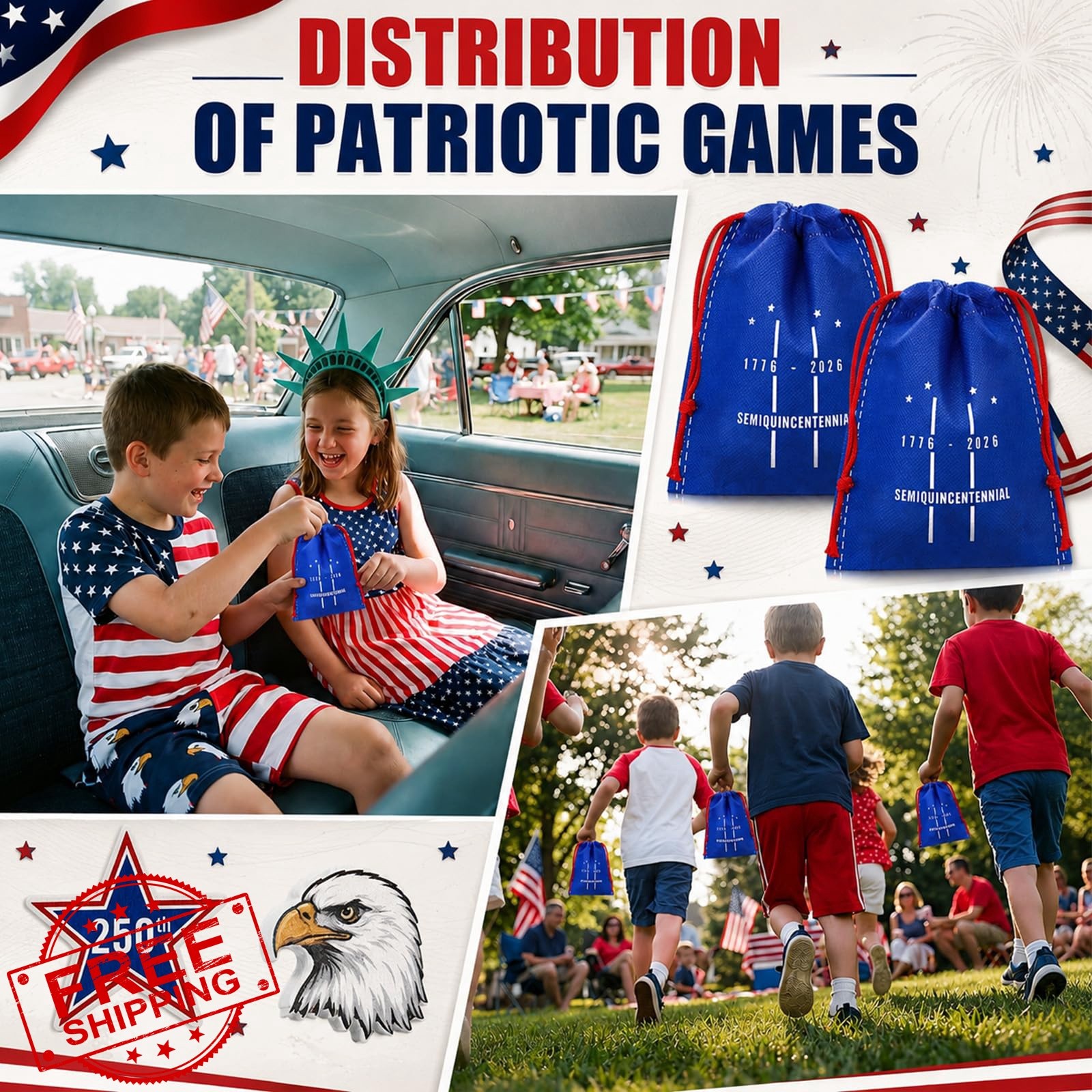 Sotiff 24 Sets 250th Anniversary USA Tic Tac Toe