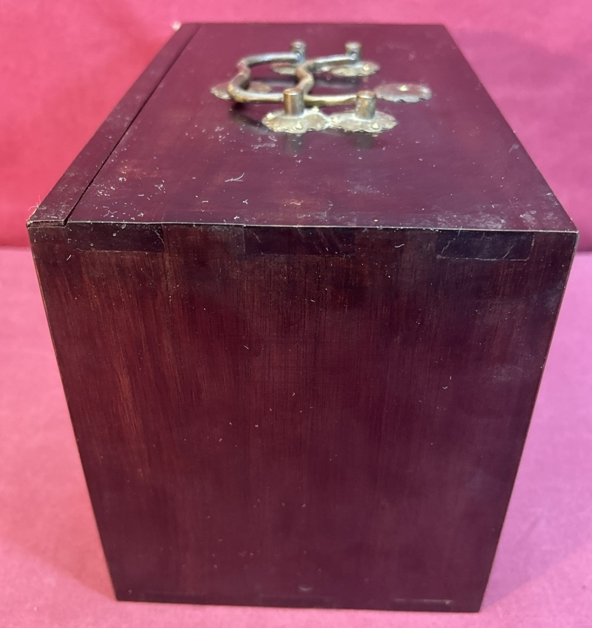 Vtg Chinese Mahjong Tiles Set w Characters Inlay Drawers Box Chest