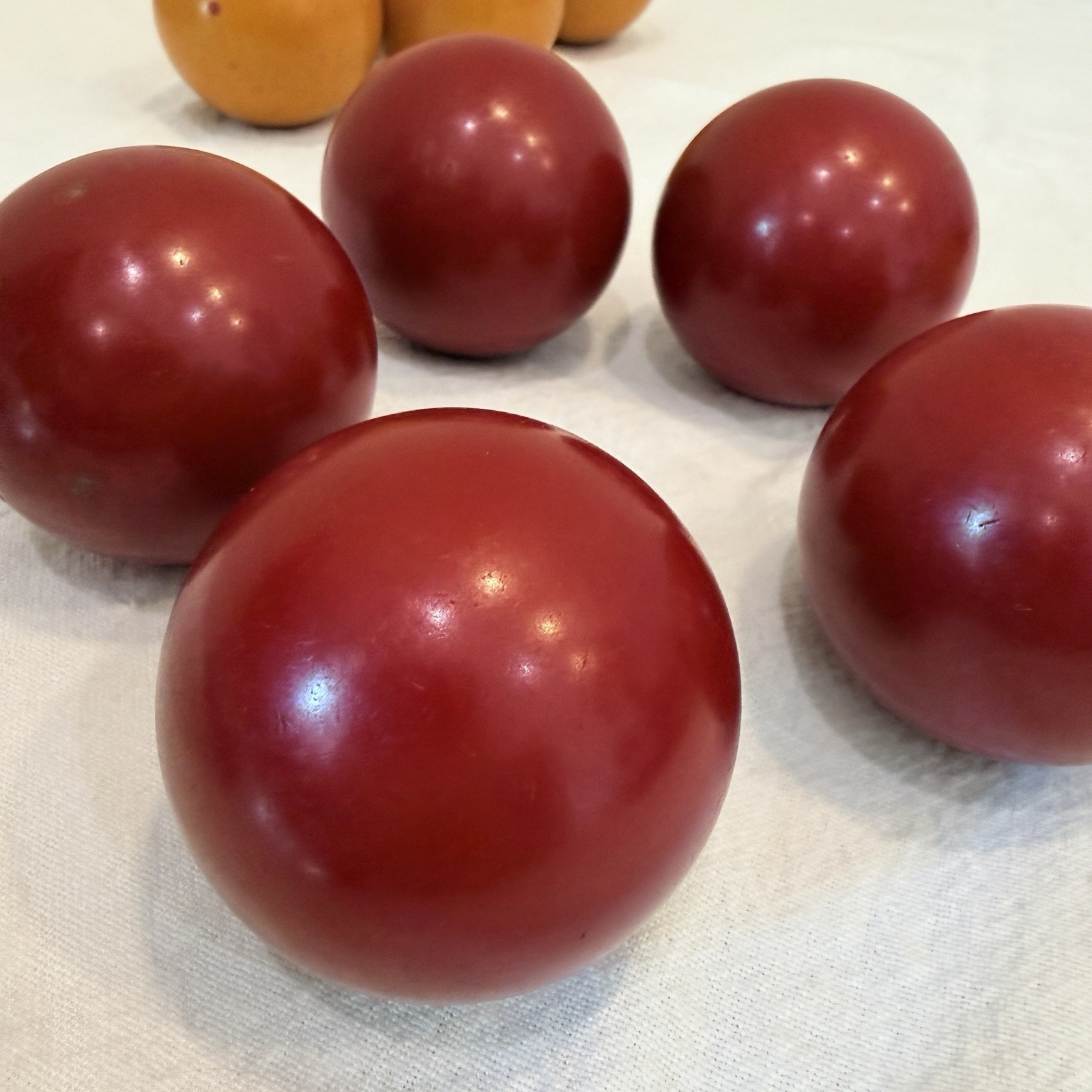 Vintage Bakelite Game Balls Lot 11 Cherry Red Butterscotch Yellow 54-57mm 1460g