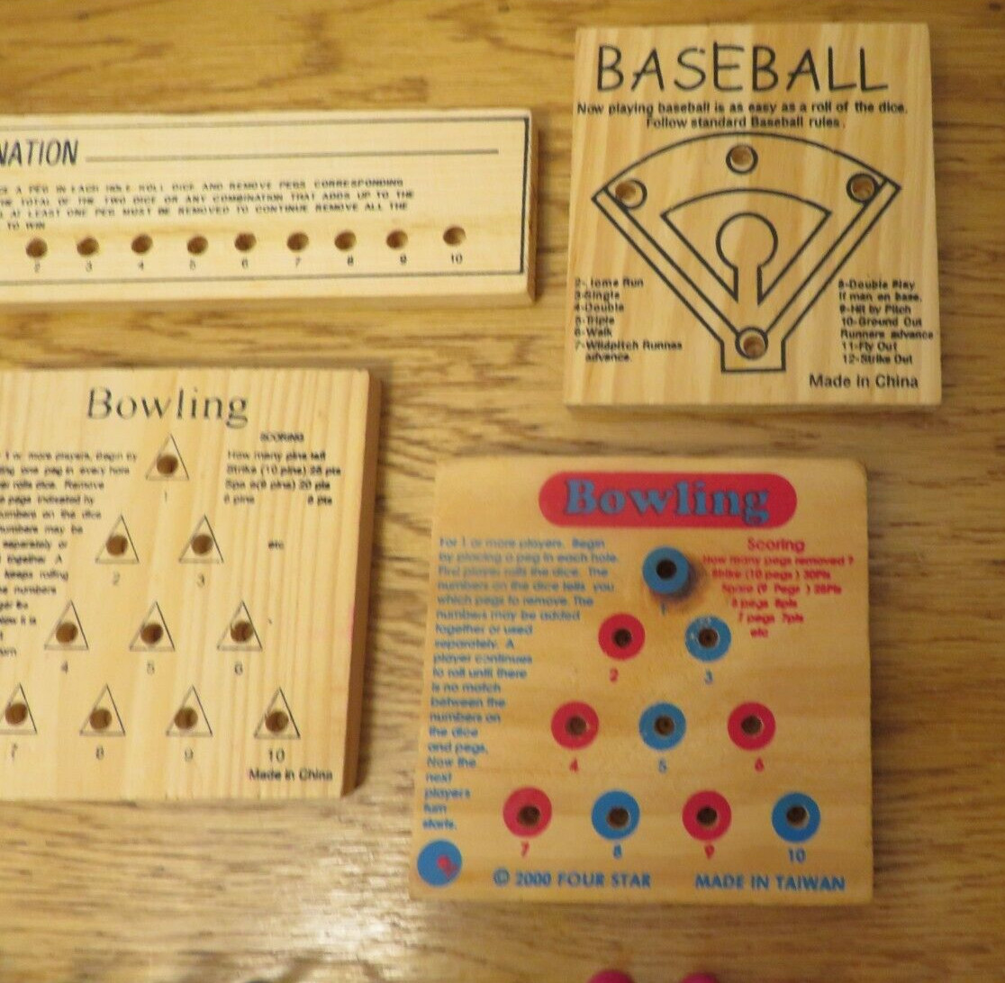 Vintage Small Wooden Board Games Lot of 4 Incomplete Sets Use for Parts As Is