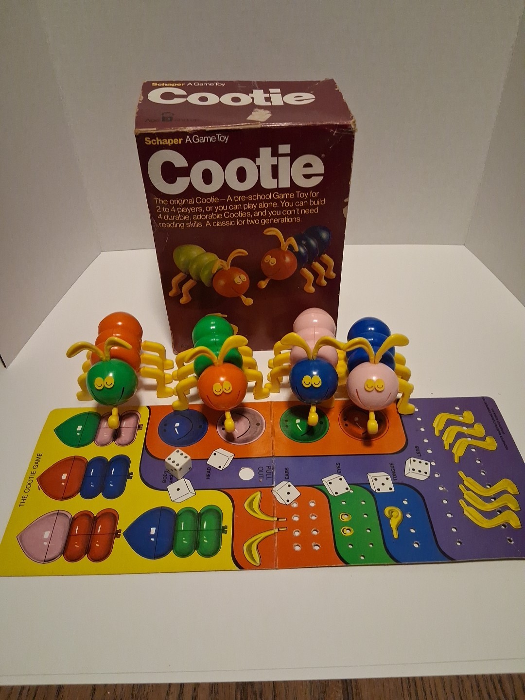 Vintage 1976 Schaper Cootie Game Toy 100% COMPLETE Set with Original Box
