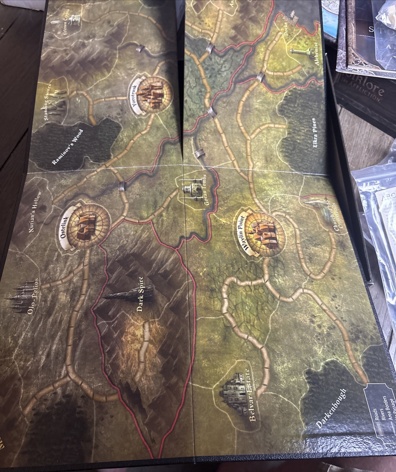 Folklore: The Affliction 2nd Edition Board Game Open Box w/5 Player Mats Complet