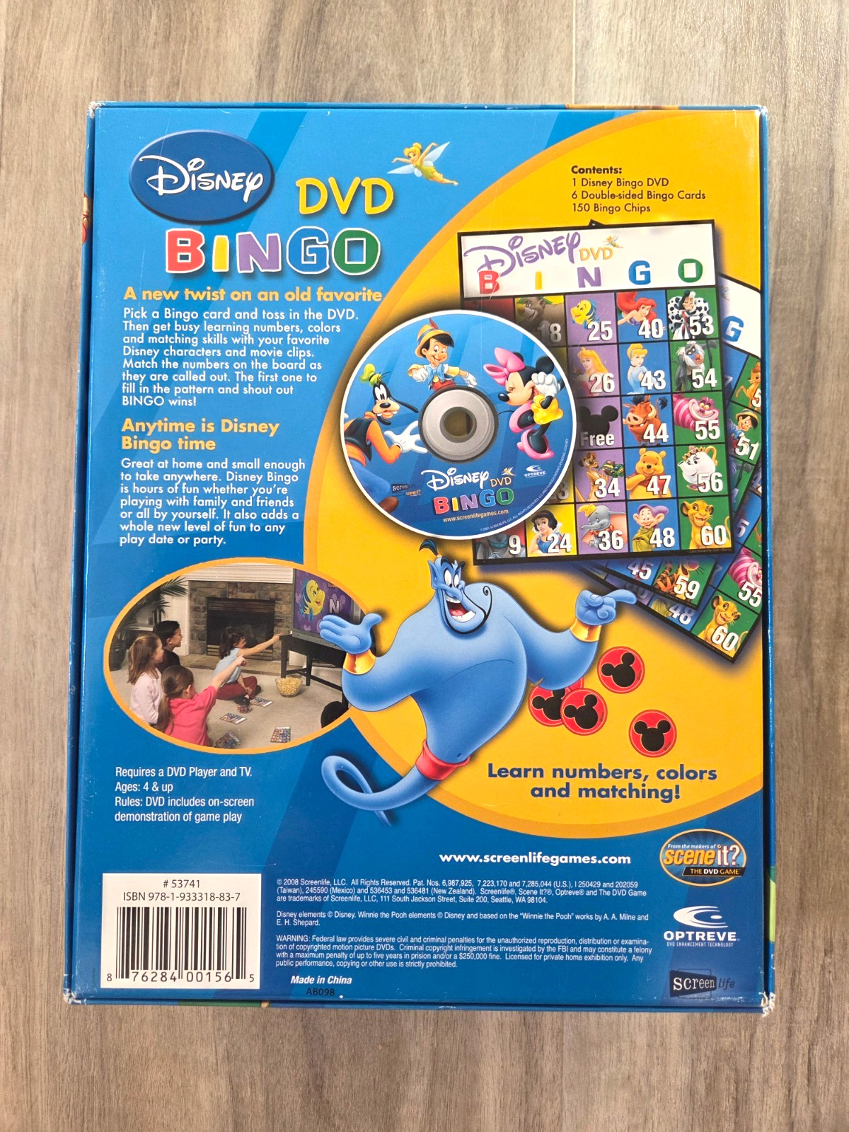 Disney DVD Bingo Game COMPLETE ScreenLife 2008 Mickey Minnie Mouse Family Board