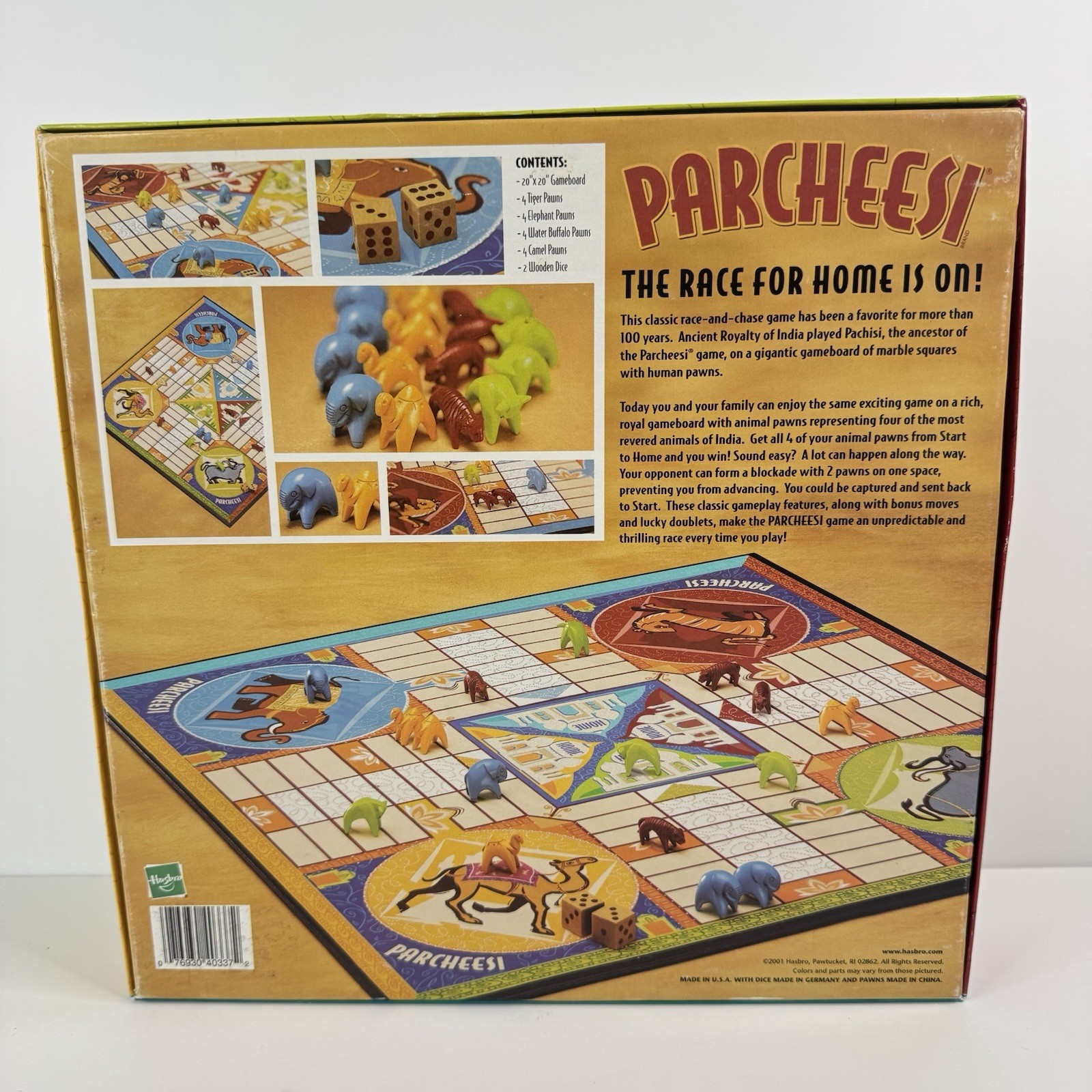 Parcheesi Board Game Milton Bradley Classic Game of India 2001 Vintage