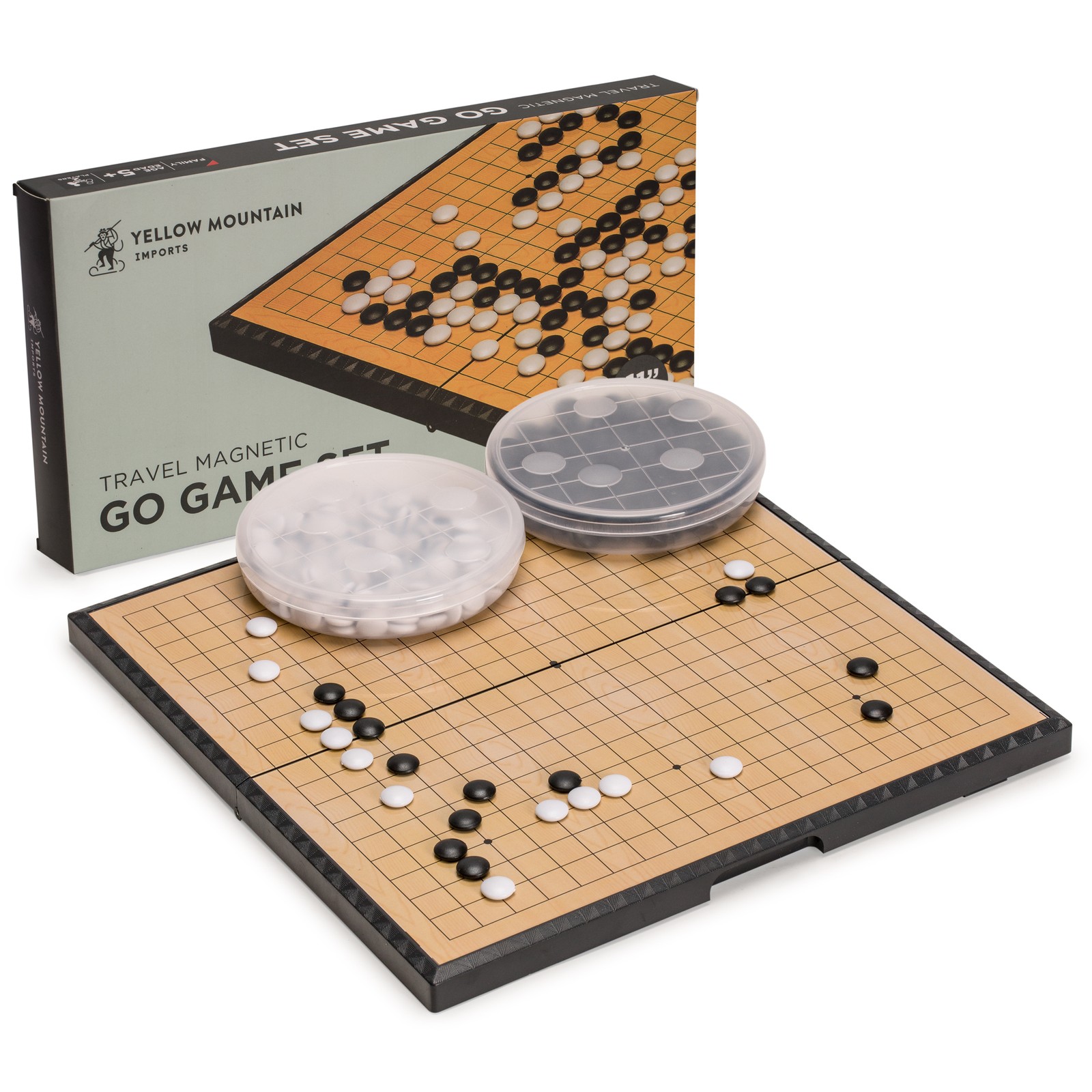 Medium Magnetic 19×19 Go Game Set Board (11″) with Single Convex Stones