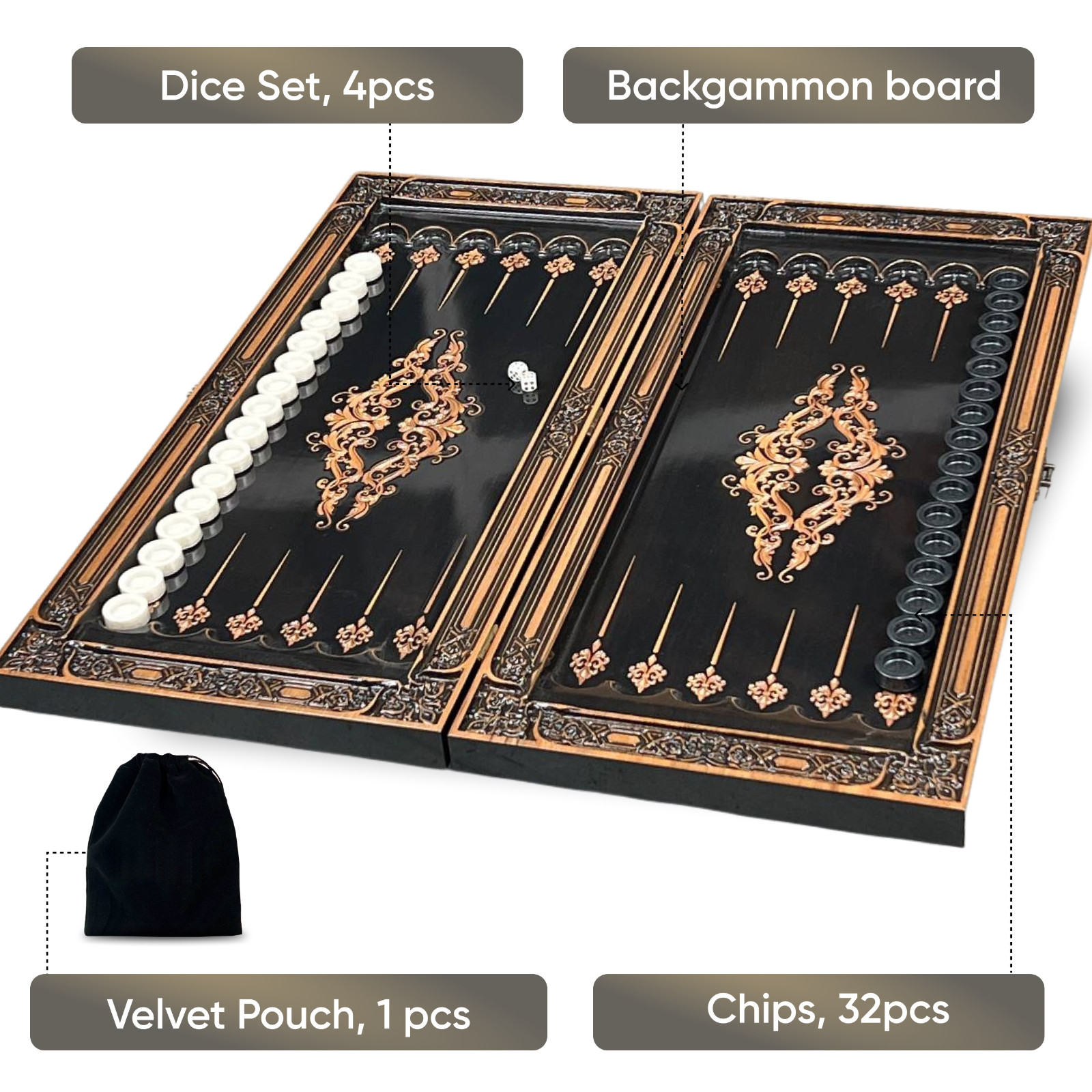 IN STOCK Luxury Maple Wood Backgammon Set Handmade Lion Design Custom Gift Men