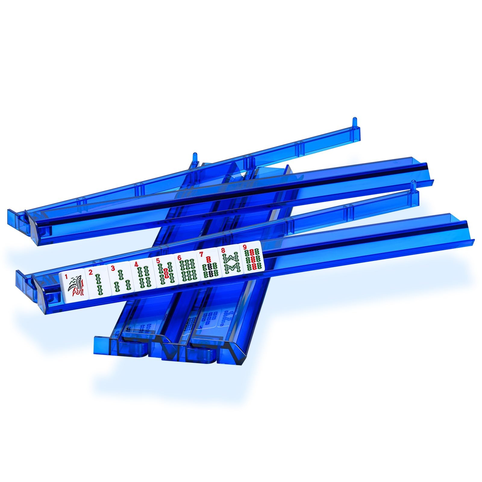 GUSTARIA Mahjong All-in-One Tile Rack & Pusher, Deep Blue Acrylic Mahjong Rac…